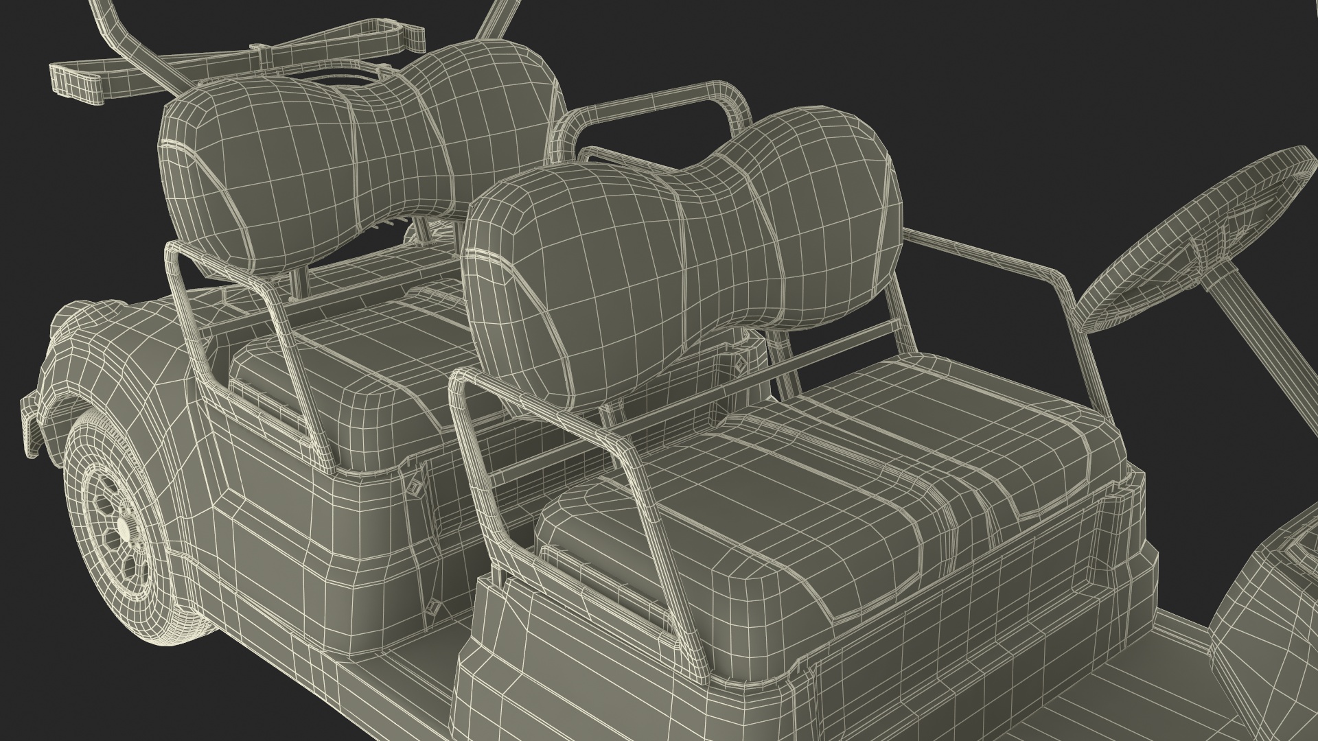 Resort Electric Car Yamaha Four Seat Rigged for Maya 3D