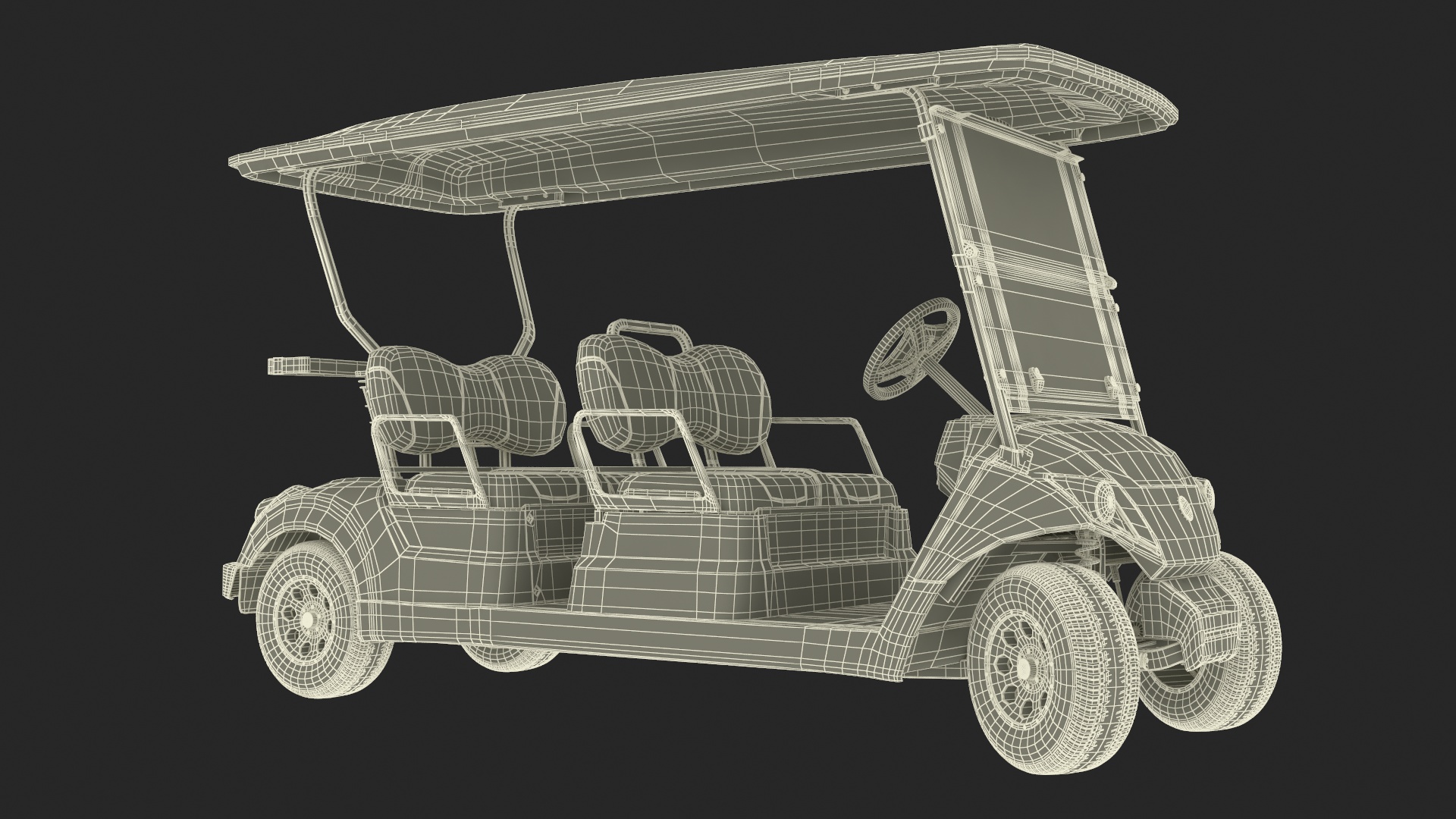 Resort Electric Car Yamaha Four Seat Rigged for Maya 3D