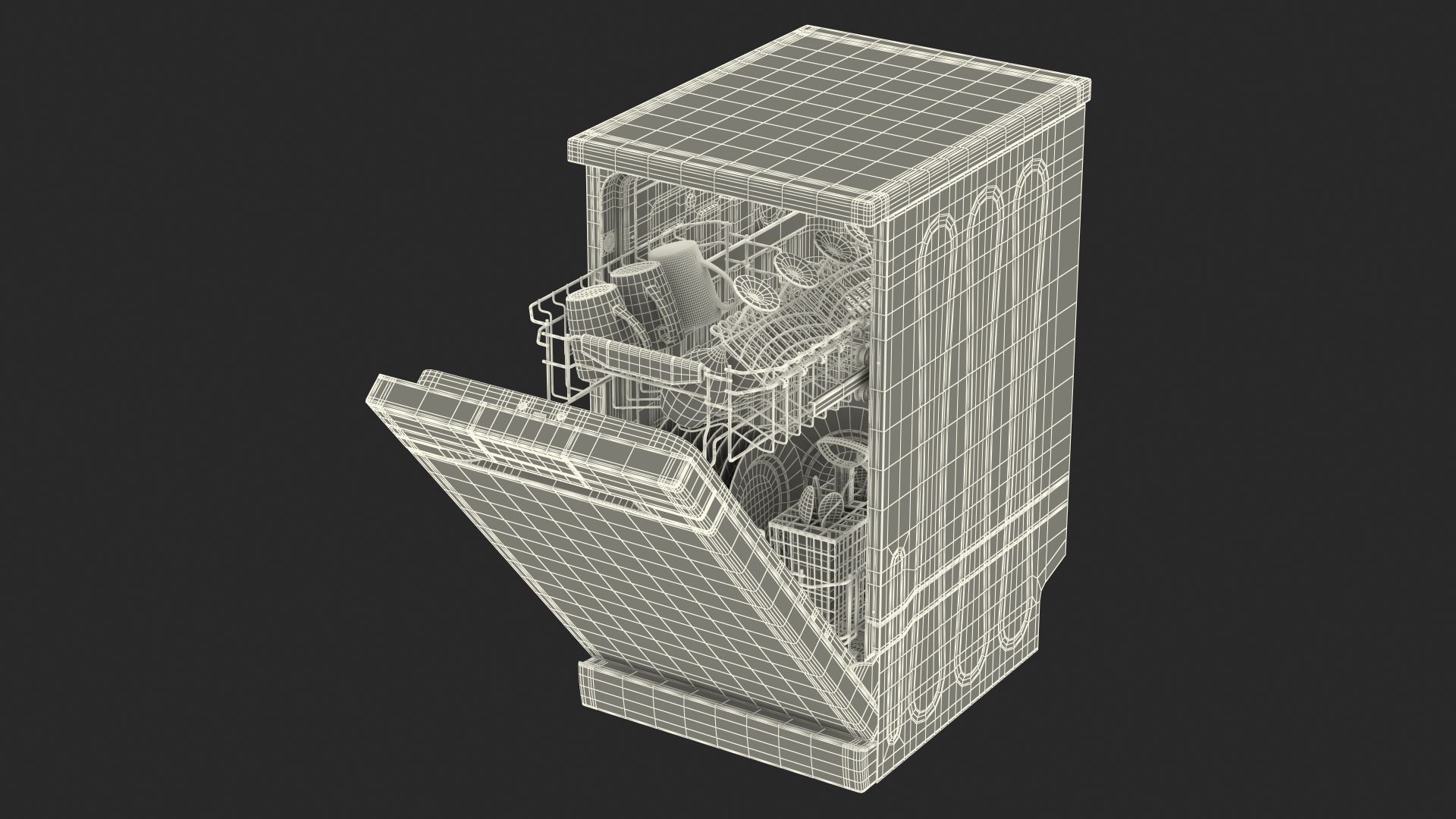 3D model Dishwasher Samsung With Dishes