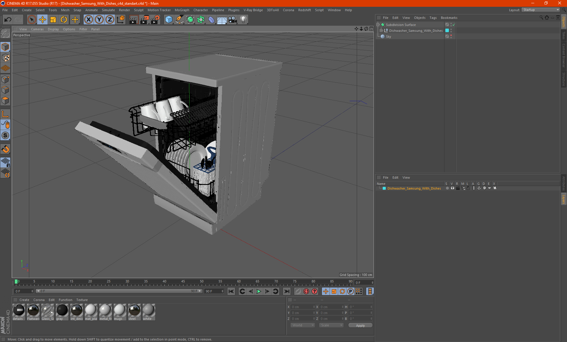 3D model Dishwasher Samsung With Dishes