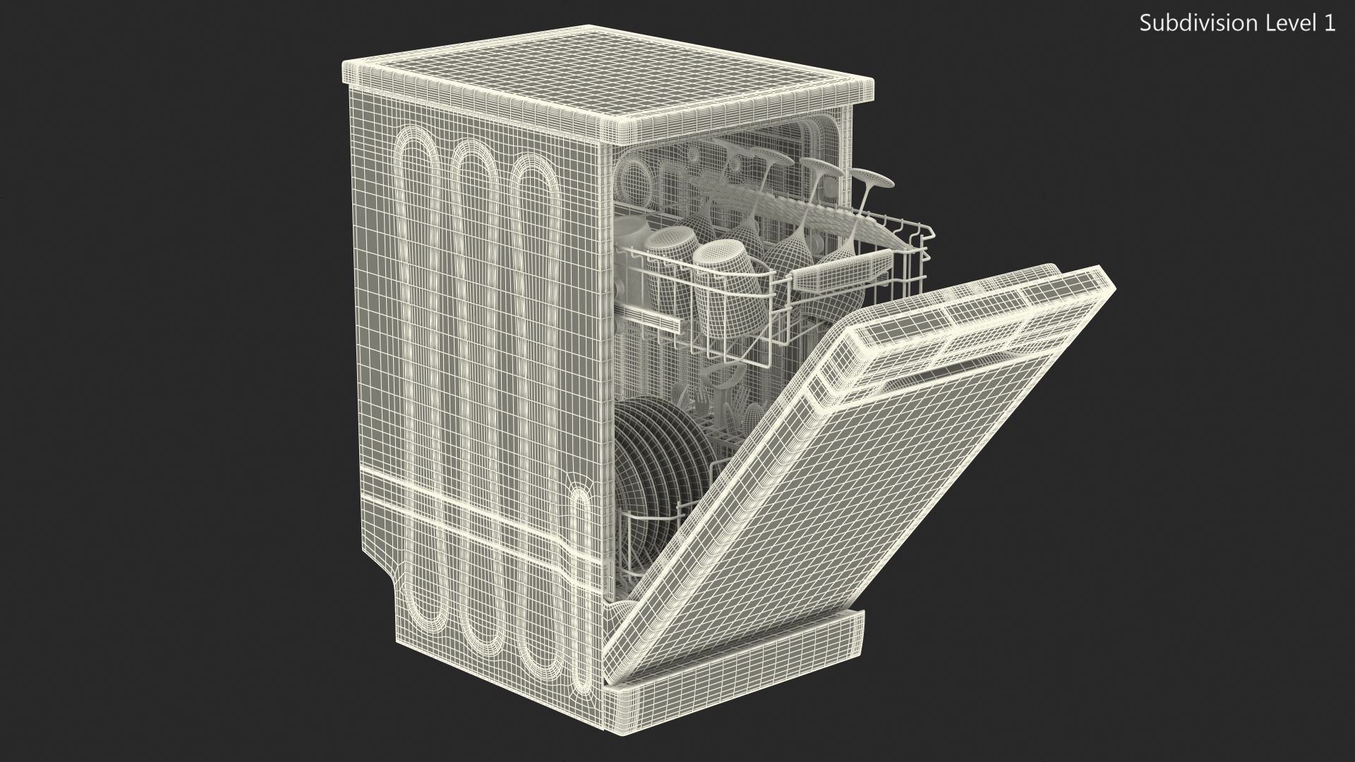 3D model Dishwasher Samsung With Dishes