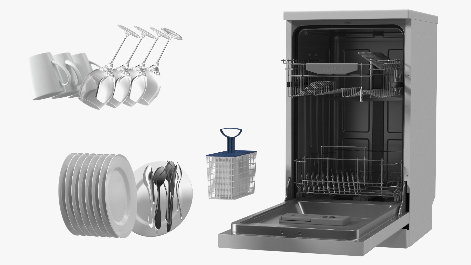 3D model Dishwasher Samsung With Dishes