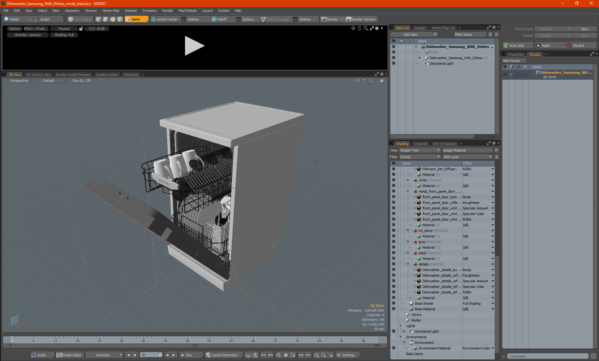 3D model Dishwasher Samsung With Dishes