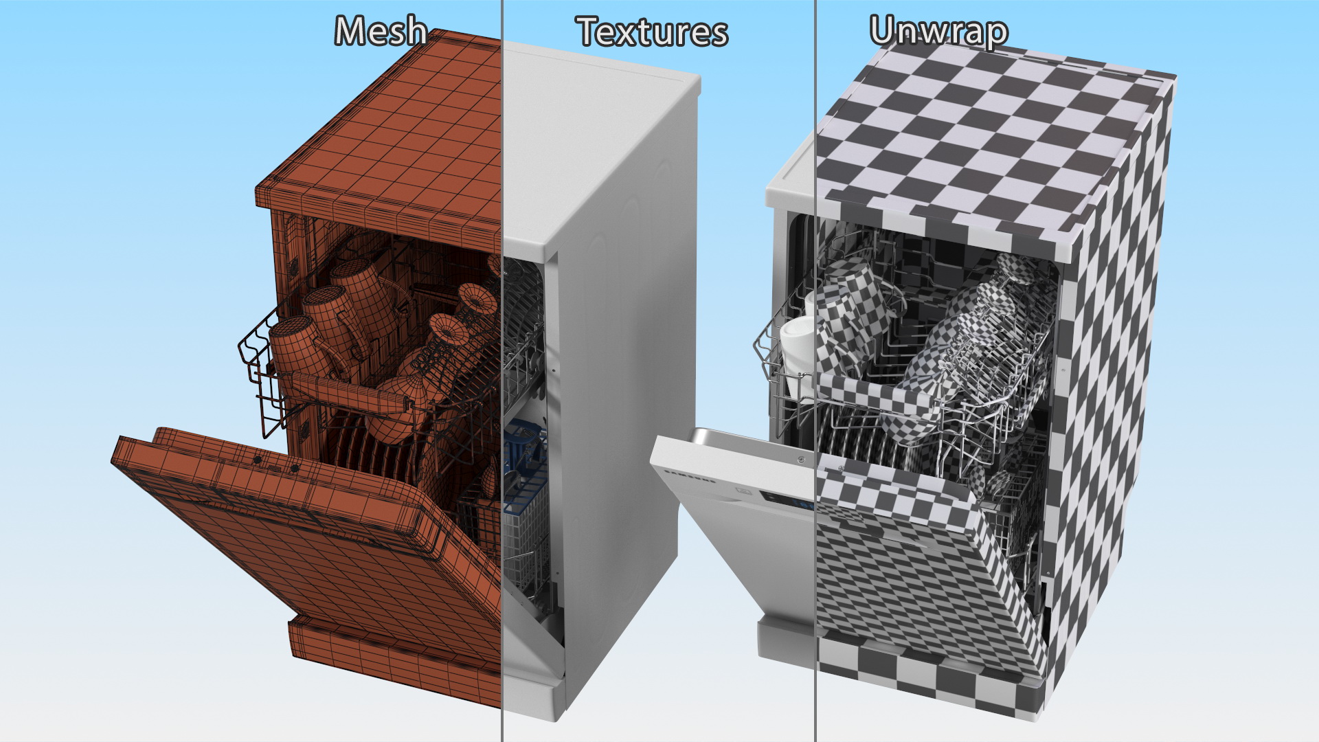 3D model Dishwasher Samsung With Dishes