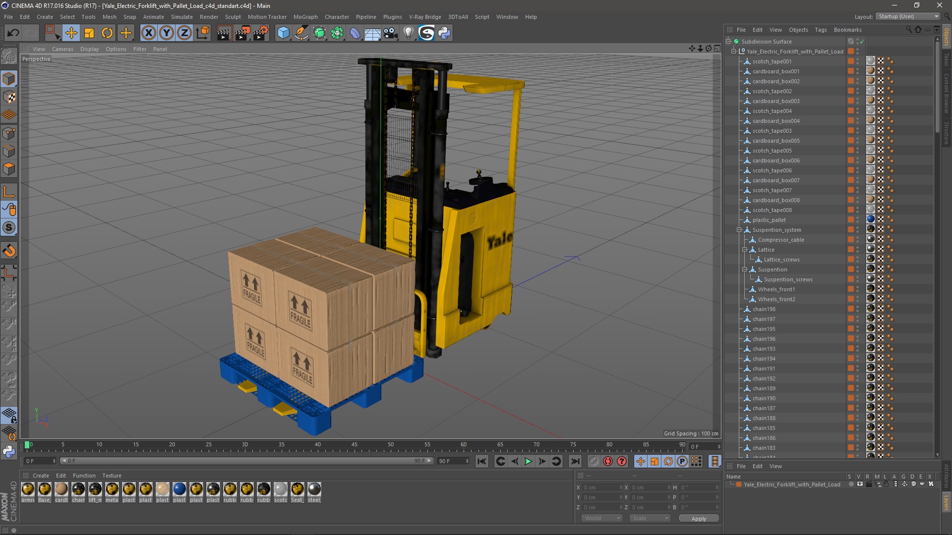 Yale Electric Forklift with Pallet Load 3D model