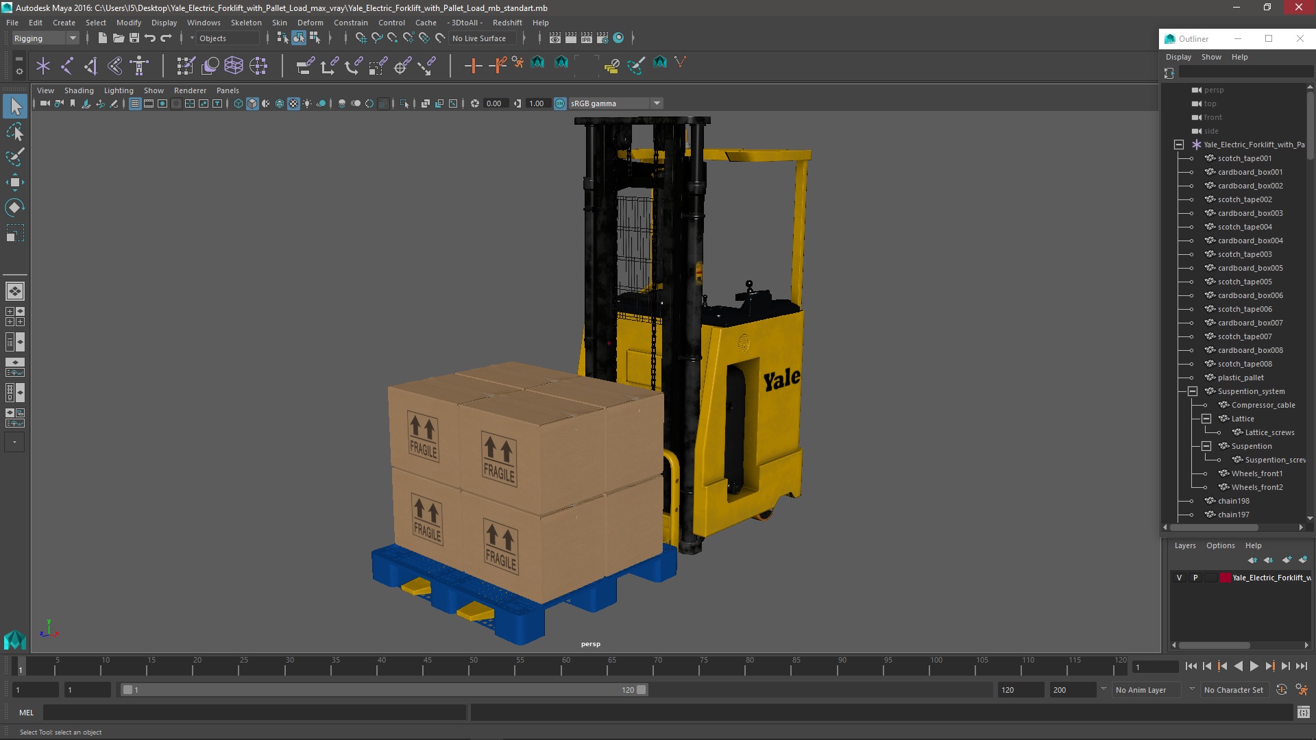 Yale Electric Forklift with Pallet Load 3D model