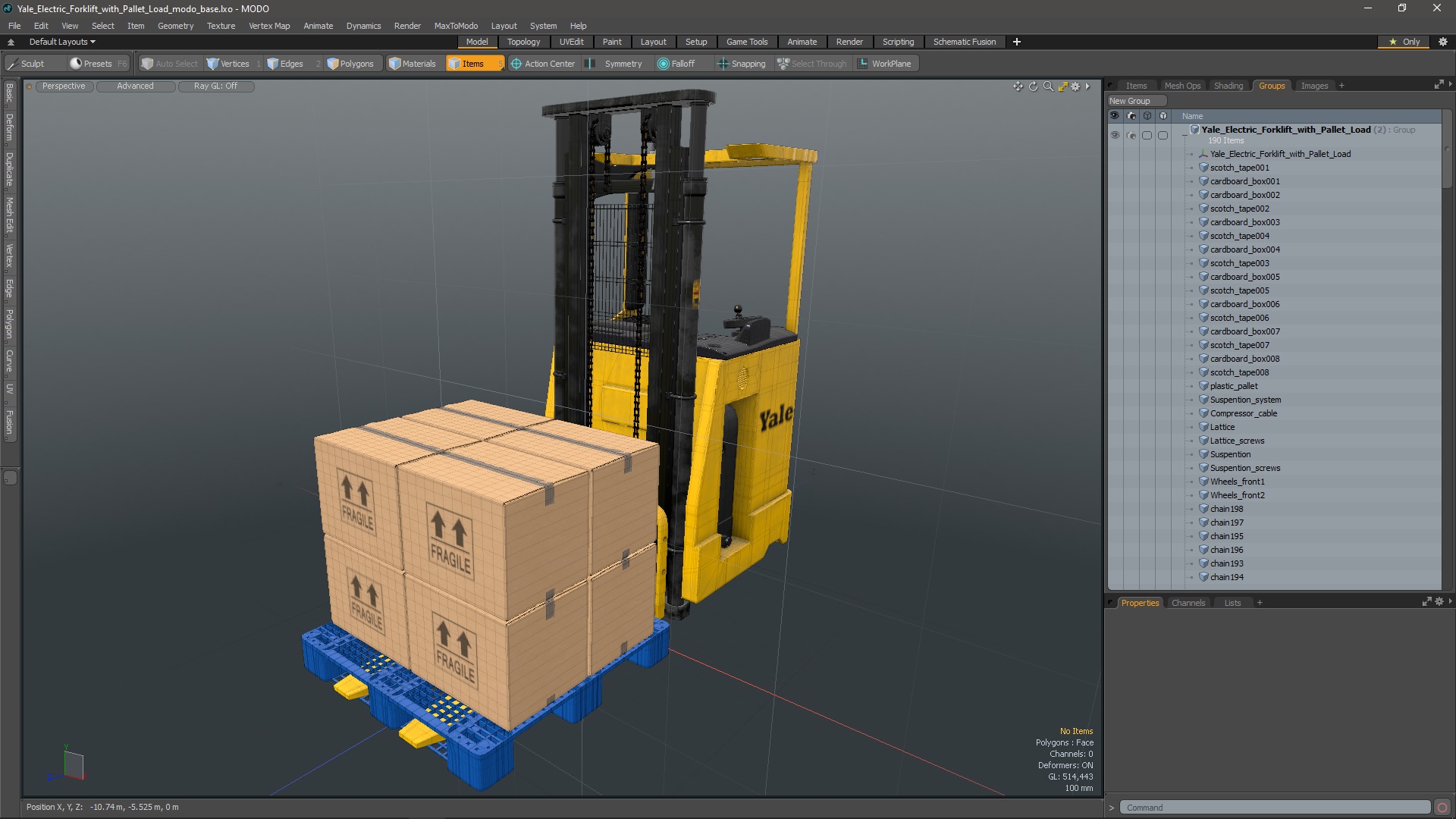 Yale Electric Forklift with Pallet Load 3D model