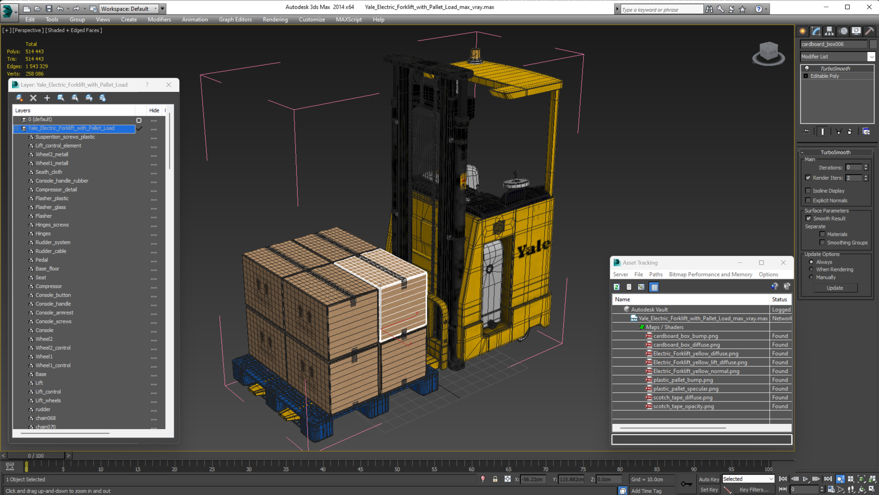 Yale Electric Forklift with Pallet Load 3D model