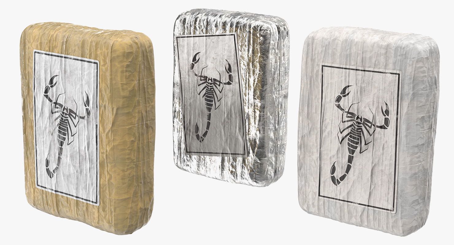 3D Various Cocaine Packages Set model