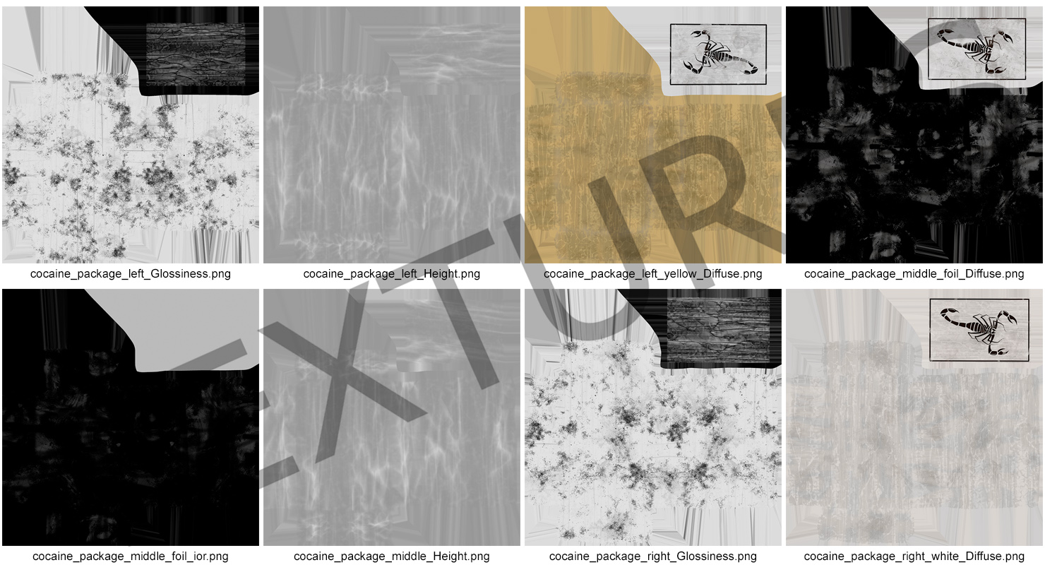 3D Various Cocaine Packages Set model