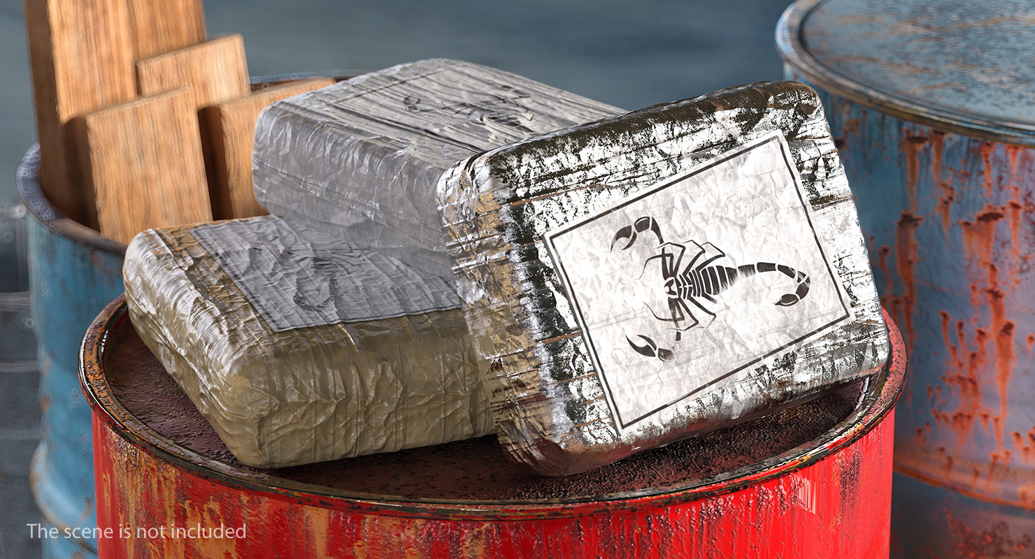 3D Various Cocaine Packages Set model