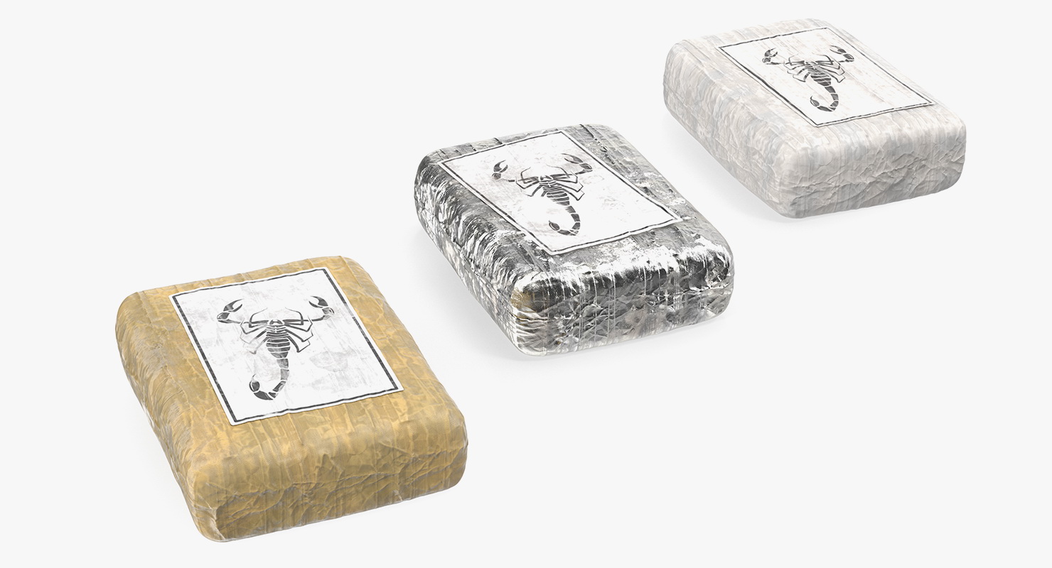 3D Various Cocaine Packages Set model