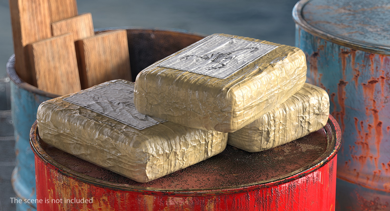 3D Various Cocaine Packages Set model