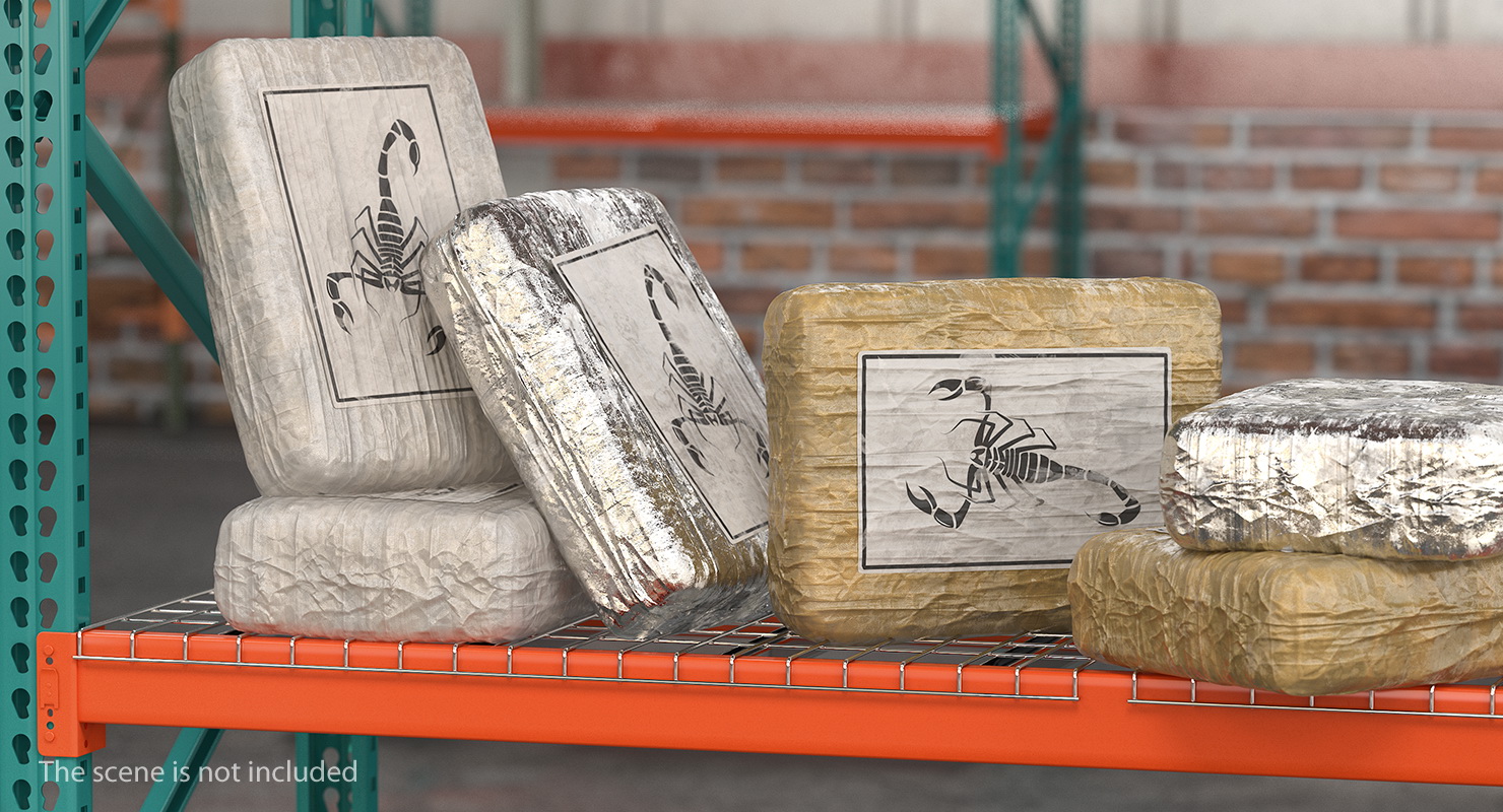 3D Various Cocaine Packages Set model