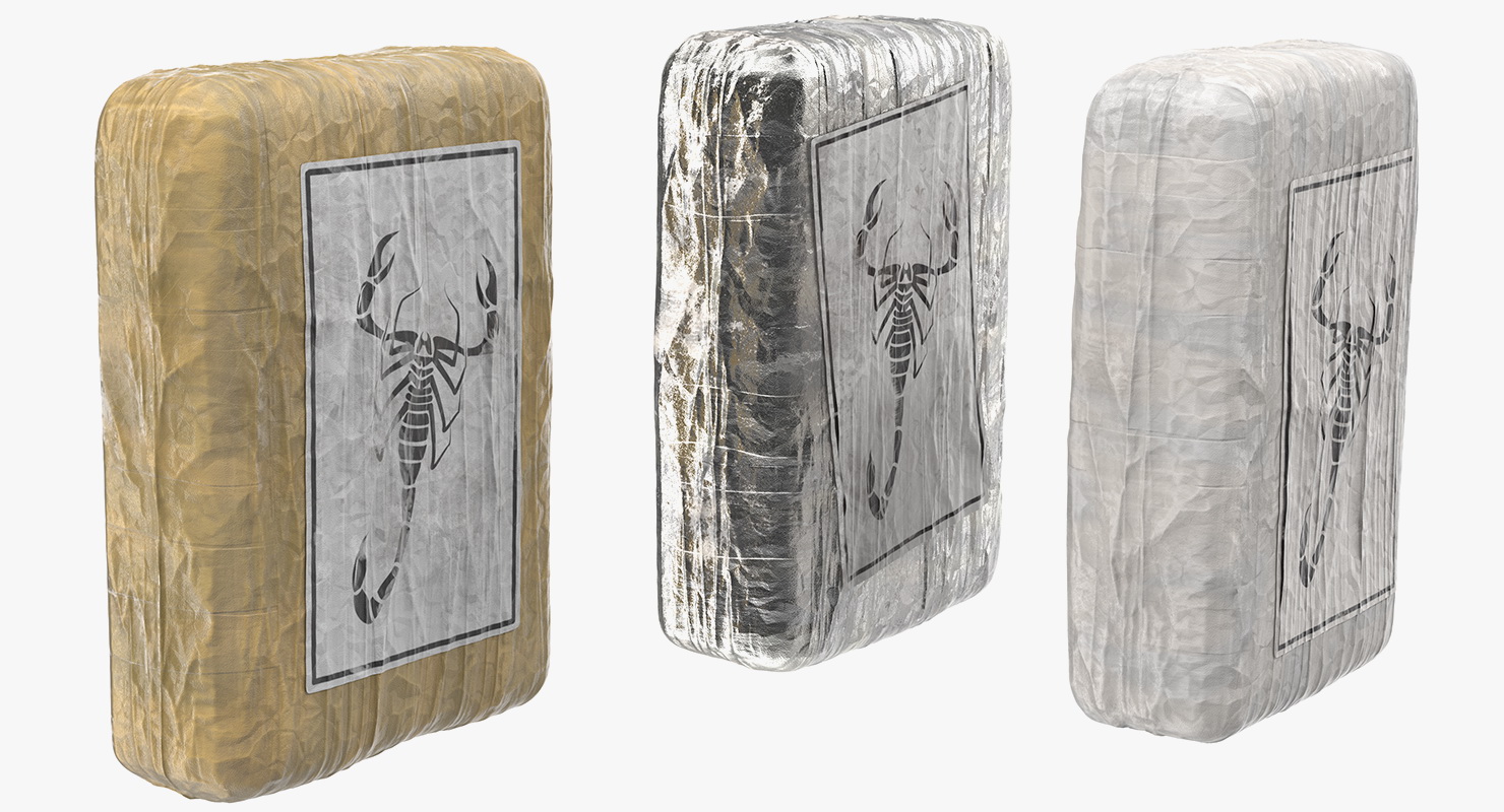 3D Various Cocaine Packages Set model