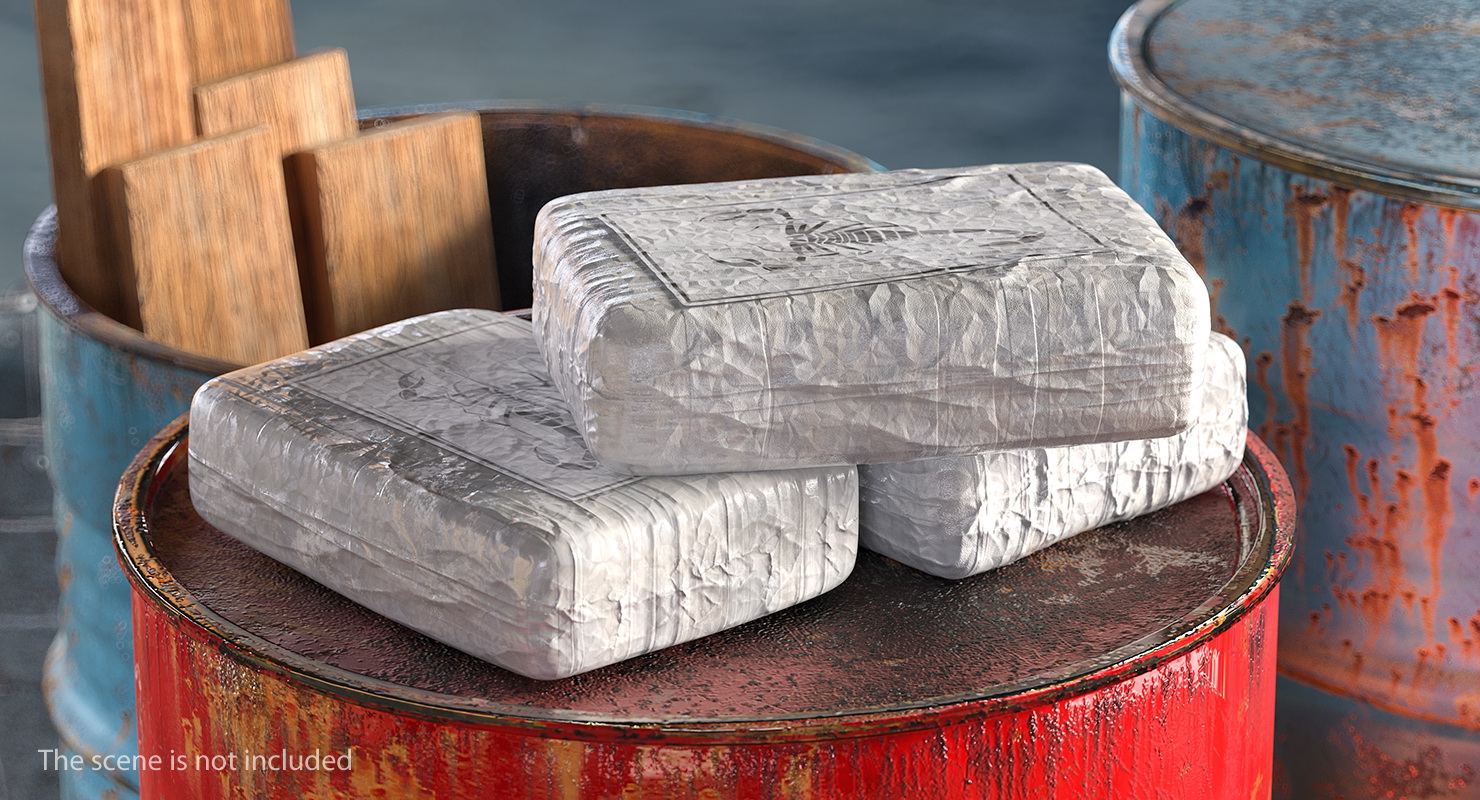 3D Various Cocaine Packages Set model