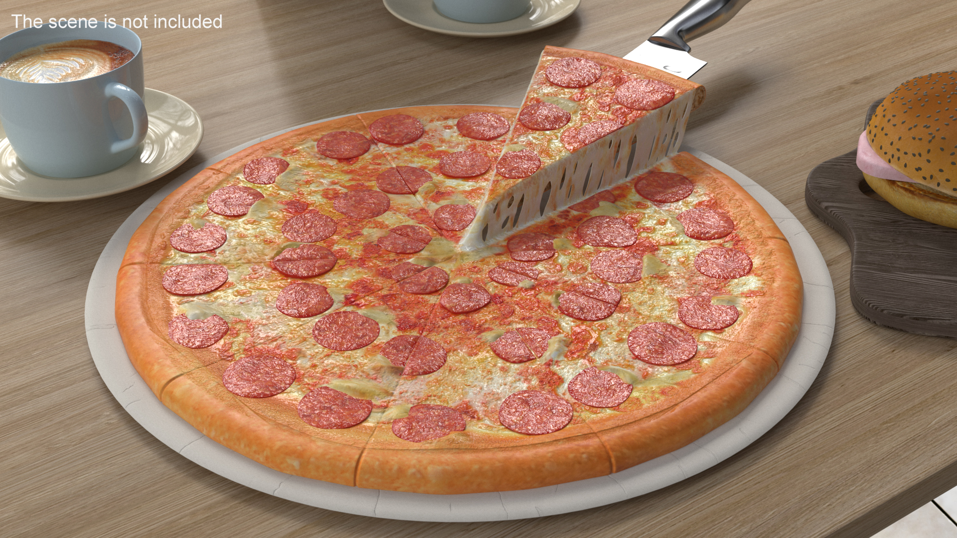 3D Pepperoni Pizza with Slice