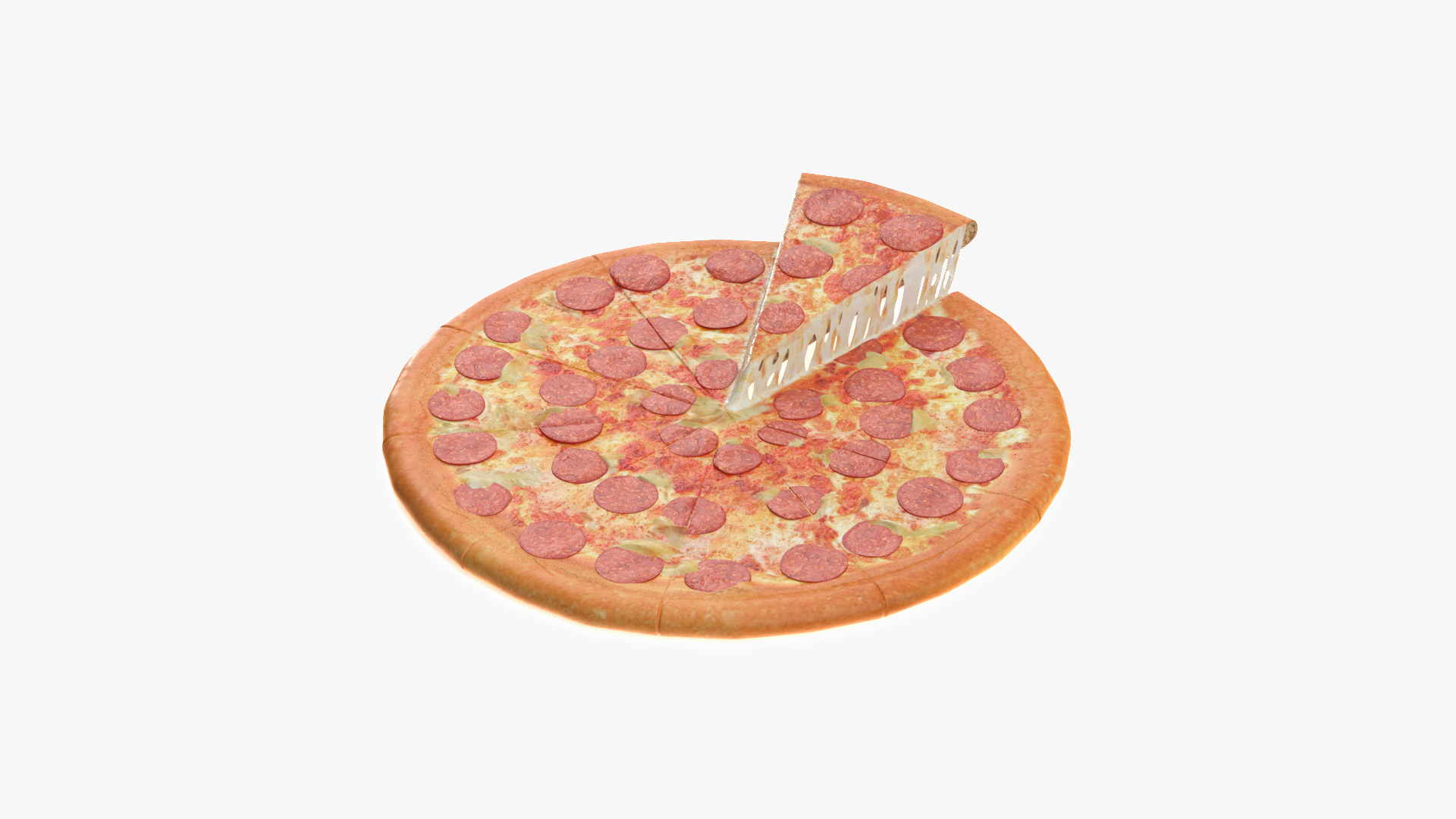 3D Pepperoni Pizza with Slice