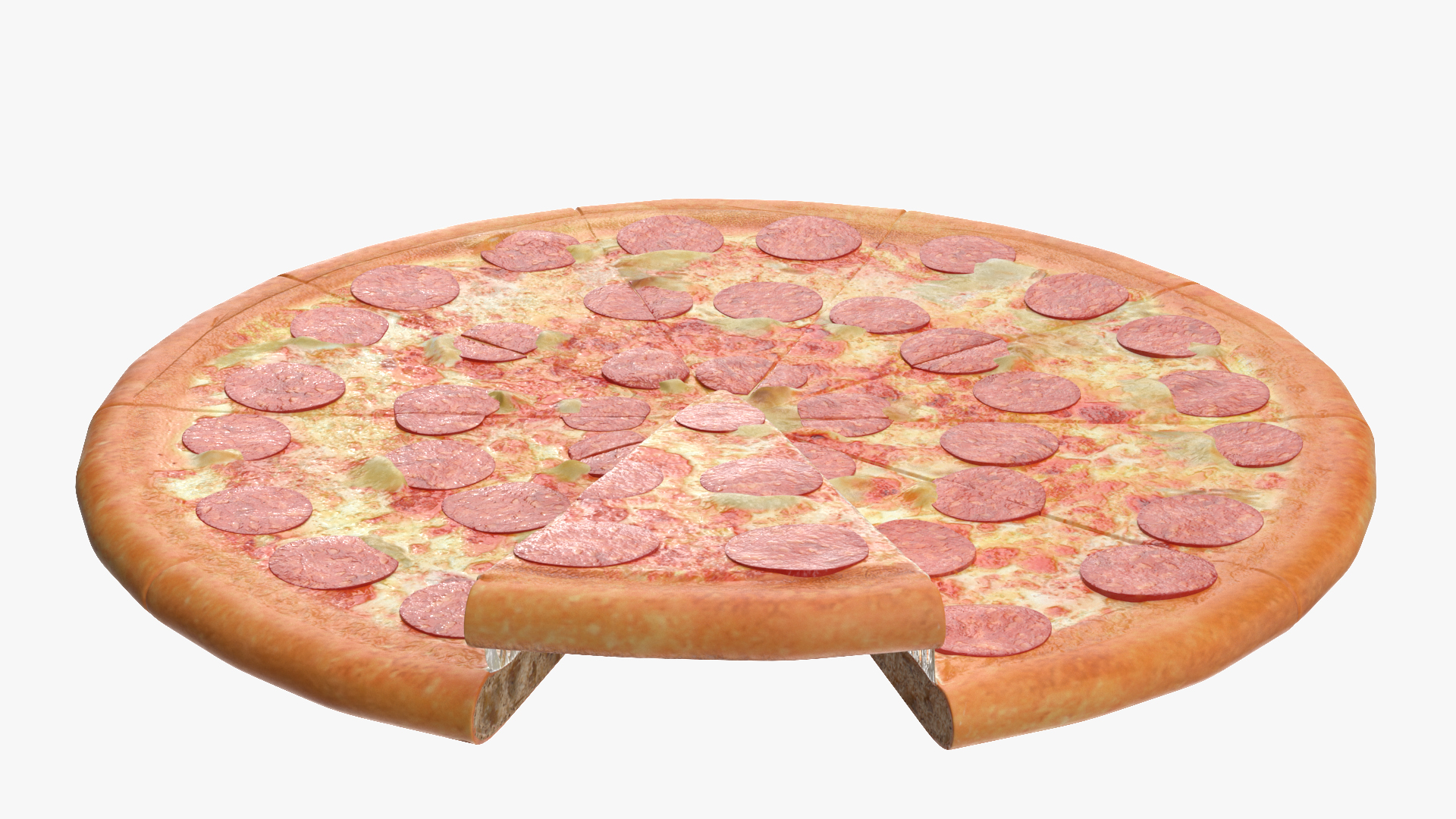 3D Pepperoni Pizza with Slice