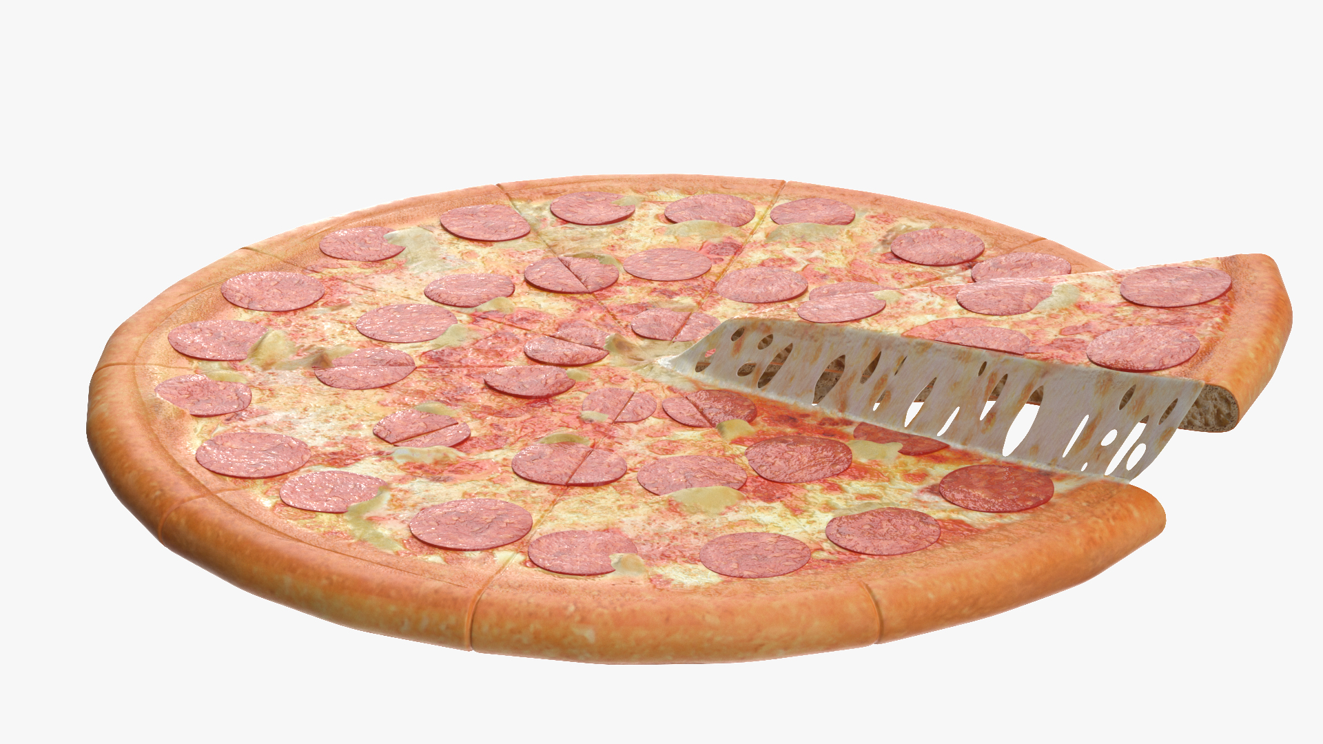 3D Pepperoni Pizza with Slice