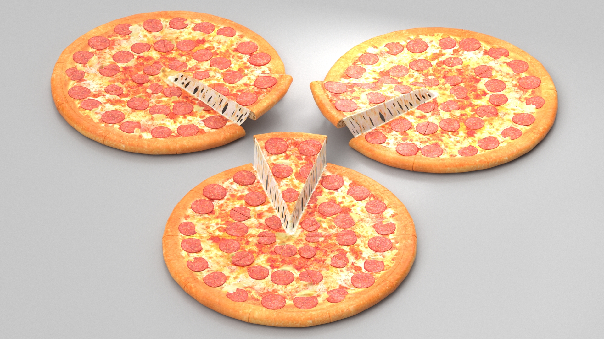 3D Pepperoni Pizza with Slice