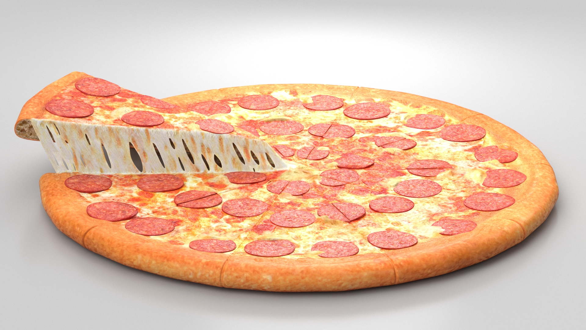 3D Pepperoni Pizza with Slice