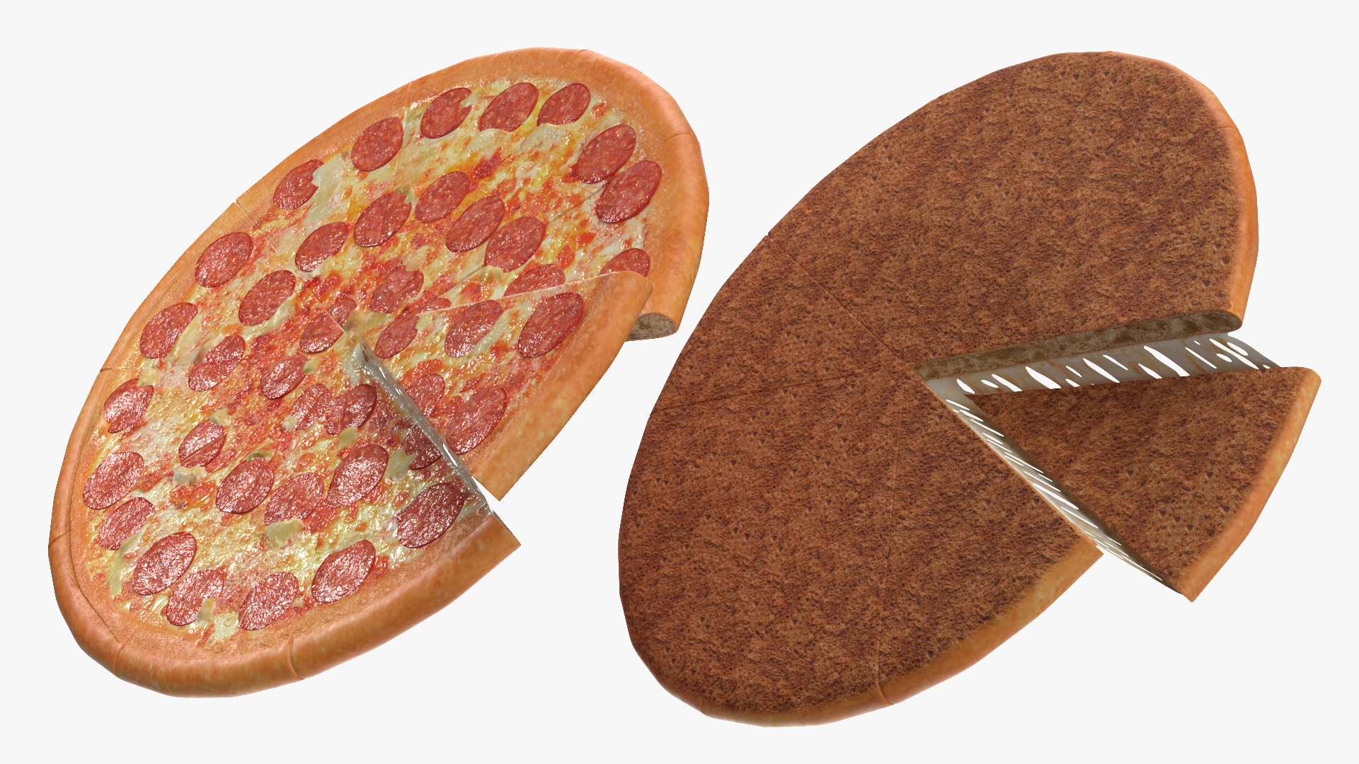 3D Pepperoni Pizza with Slice