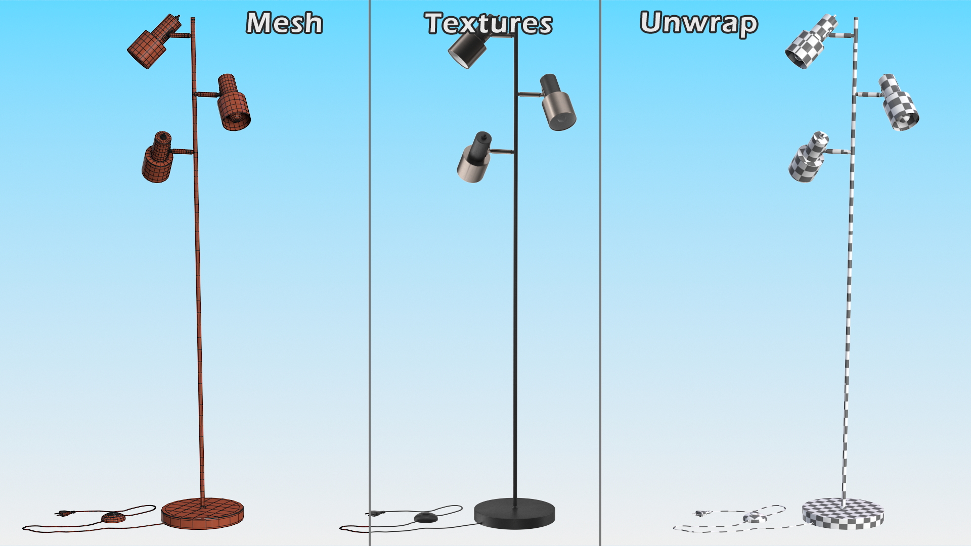 Two Shades Floor Lamp Black 3D