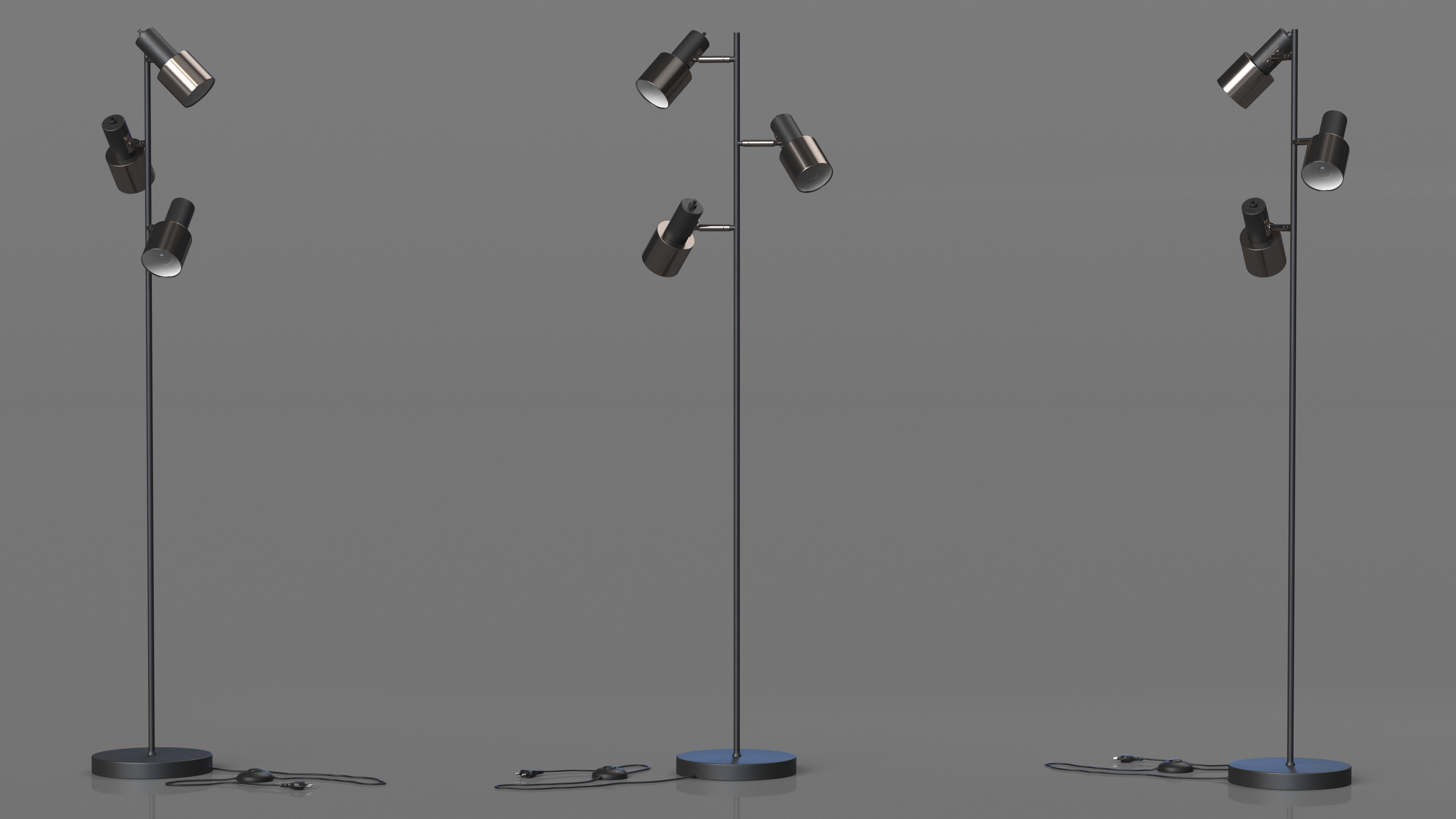 Two Shades Floor Lamp Black 3D
