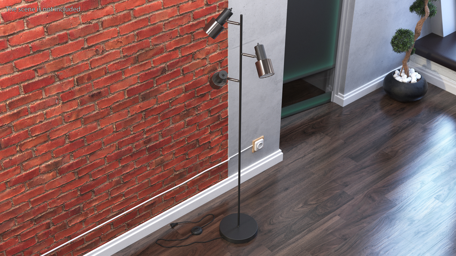 Two Shades Floor Lamp Black 3D