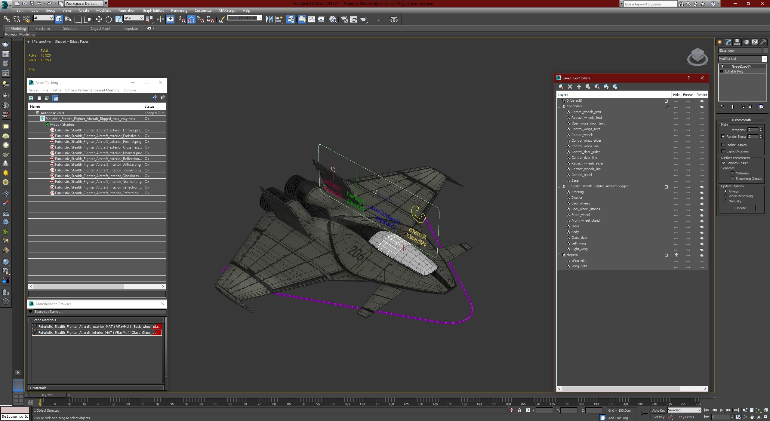Futuristic Stealth Fighter Aircraft Rigged 3D