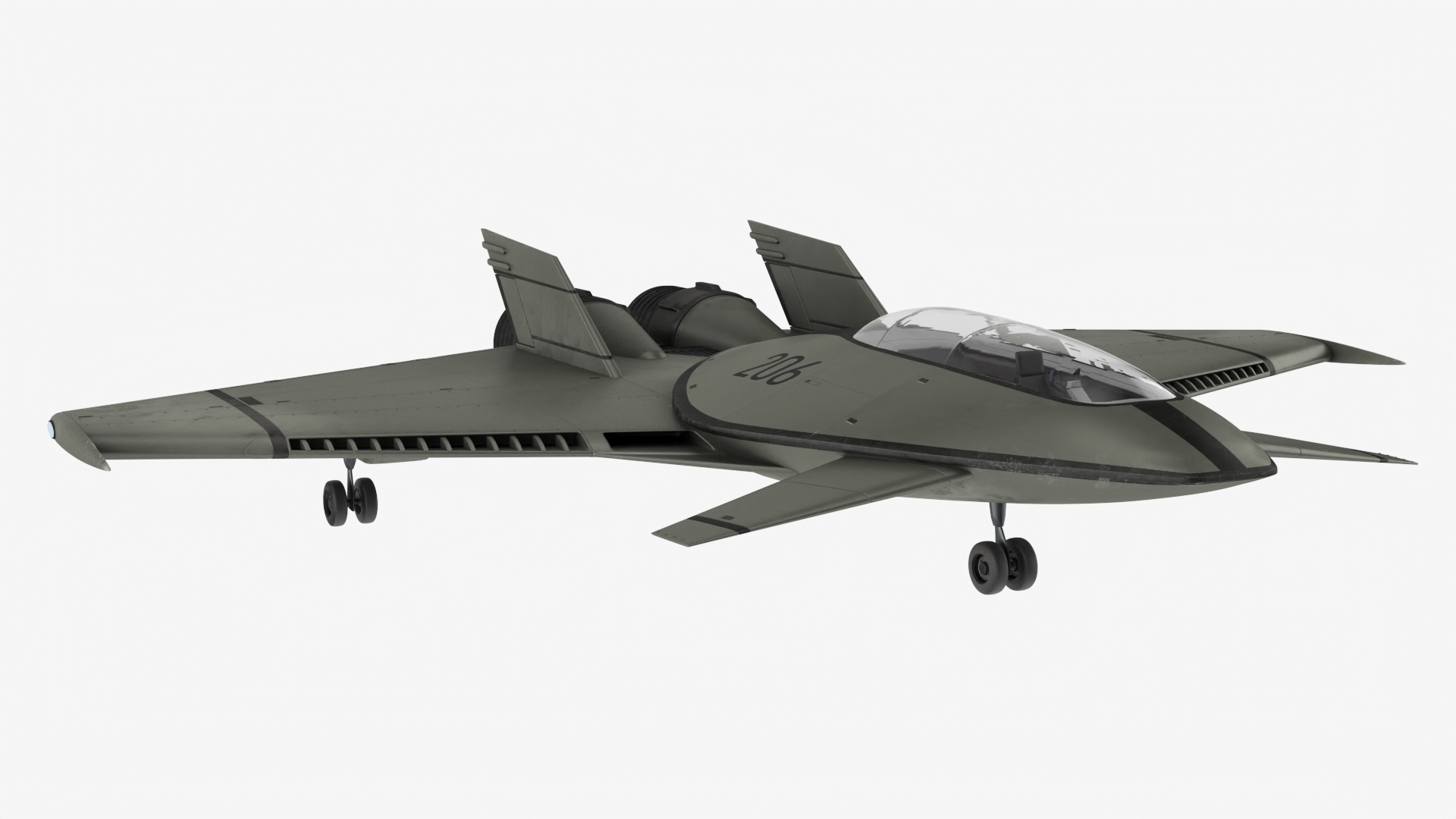 Futuristic Stealth Fighter Aircraft Rigged 3D