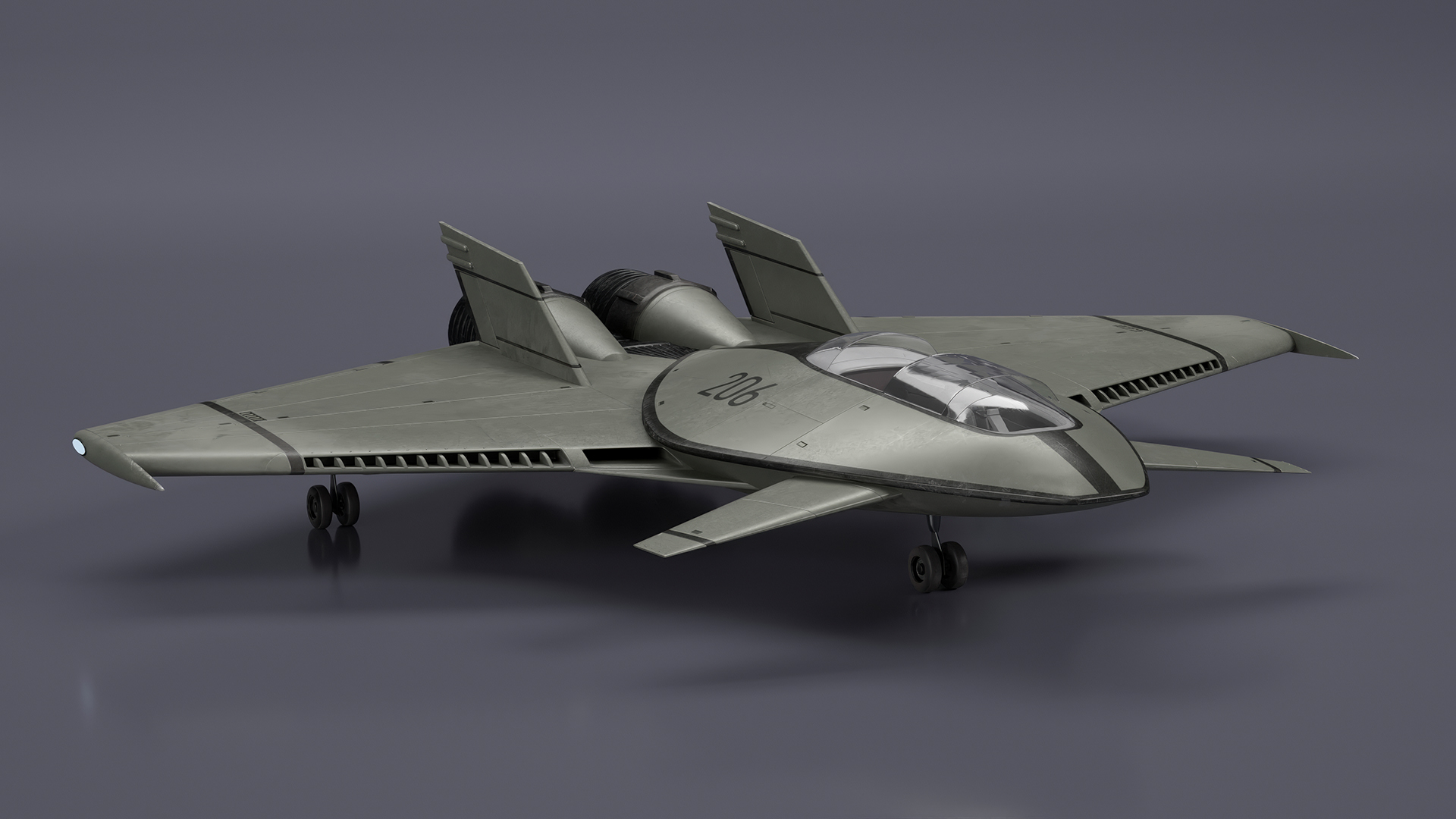 Futuristic Stealth Fighter Aircraft Rigged 3D