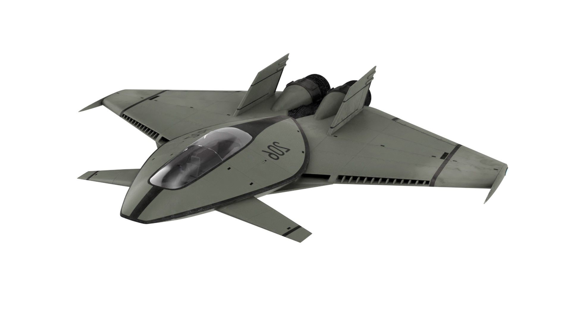 Futuristic Stealth Fighter Aircraft Rigged 3D