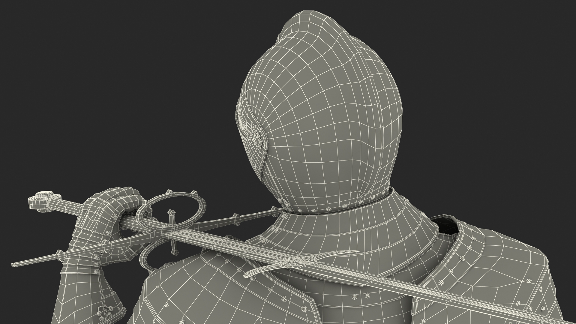 3D model Medieval Knight Black Gold Full Armor Walking Pose