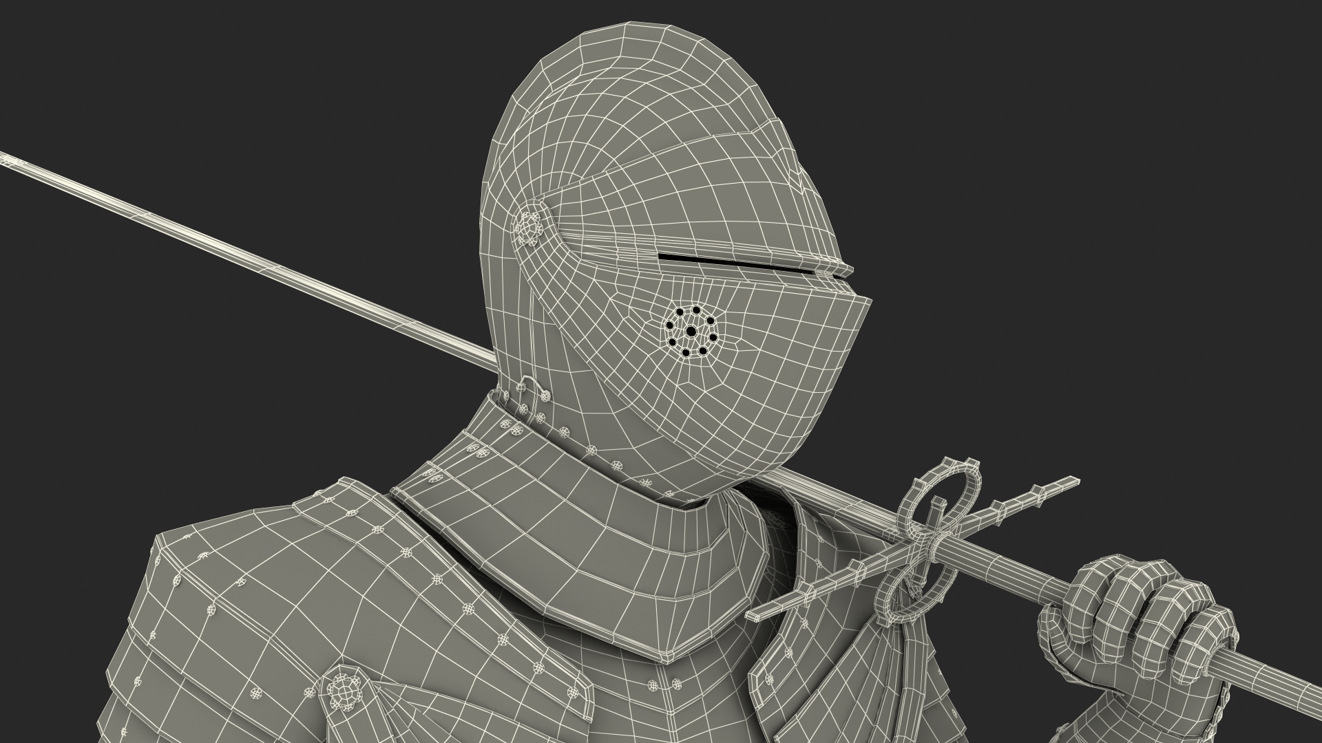 3D model Medieval Knight Black Gold Full Armor Walking Pose