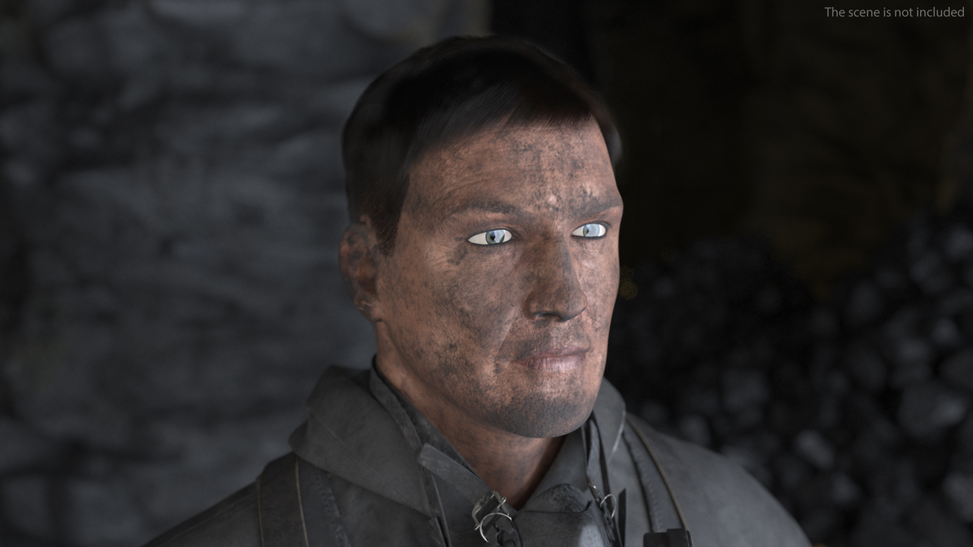 3D model Miner Head Dirty Fur