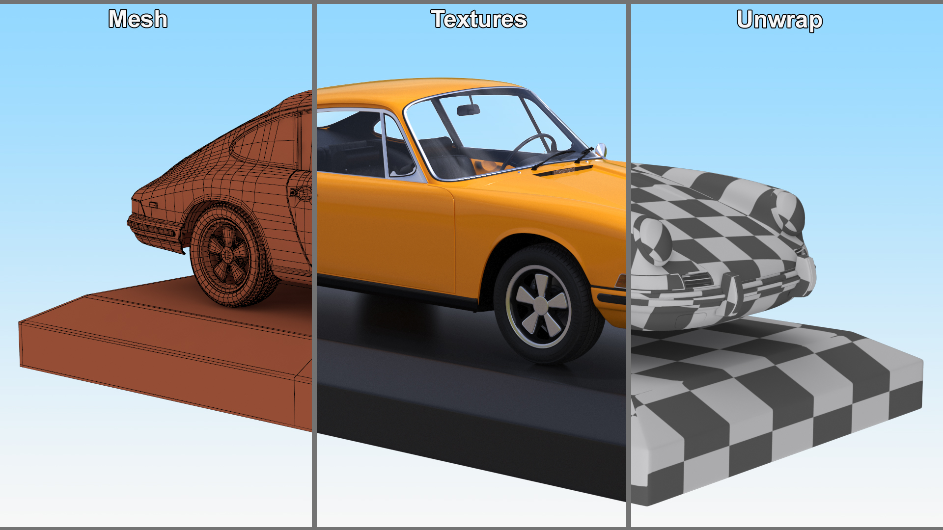 Scale Model Sport Car from 1960s on Pedestal 3D model