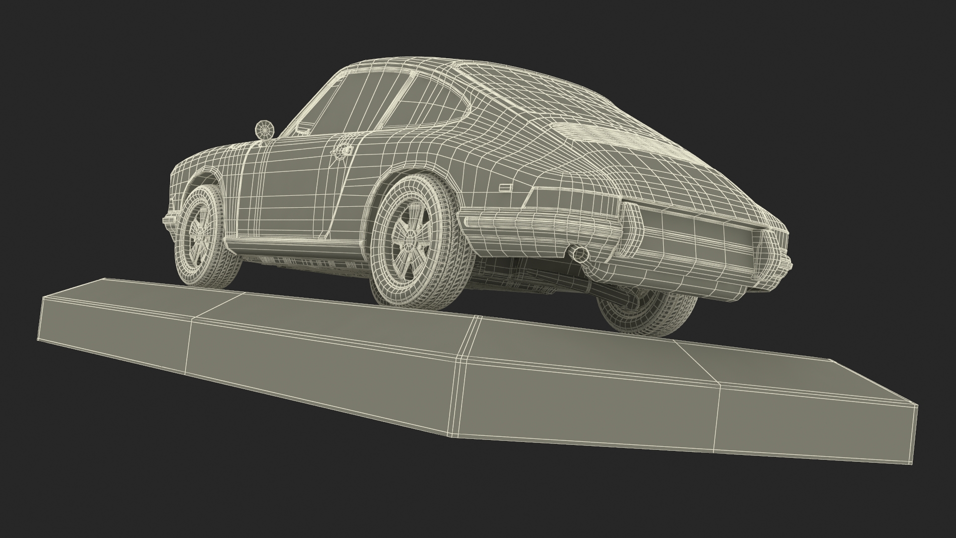 Scale Model Sport Car from 1960s on Pedestal 3D model