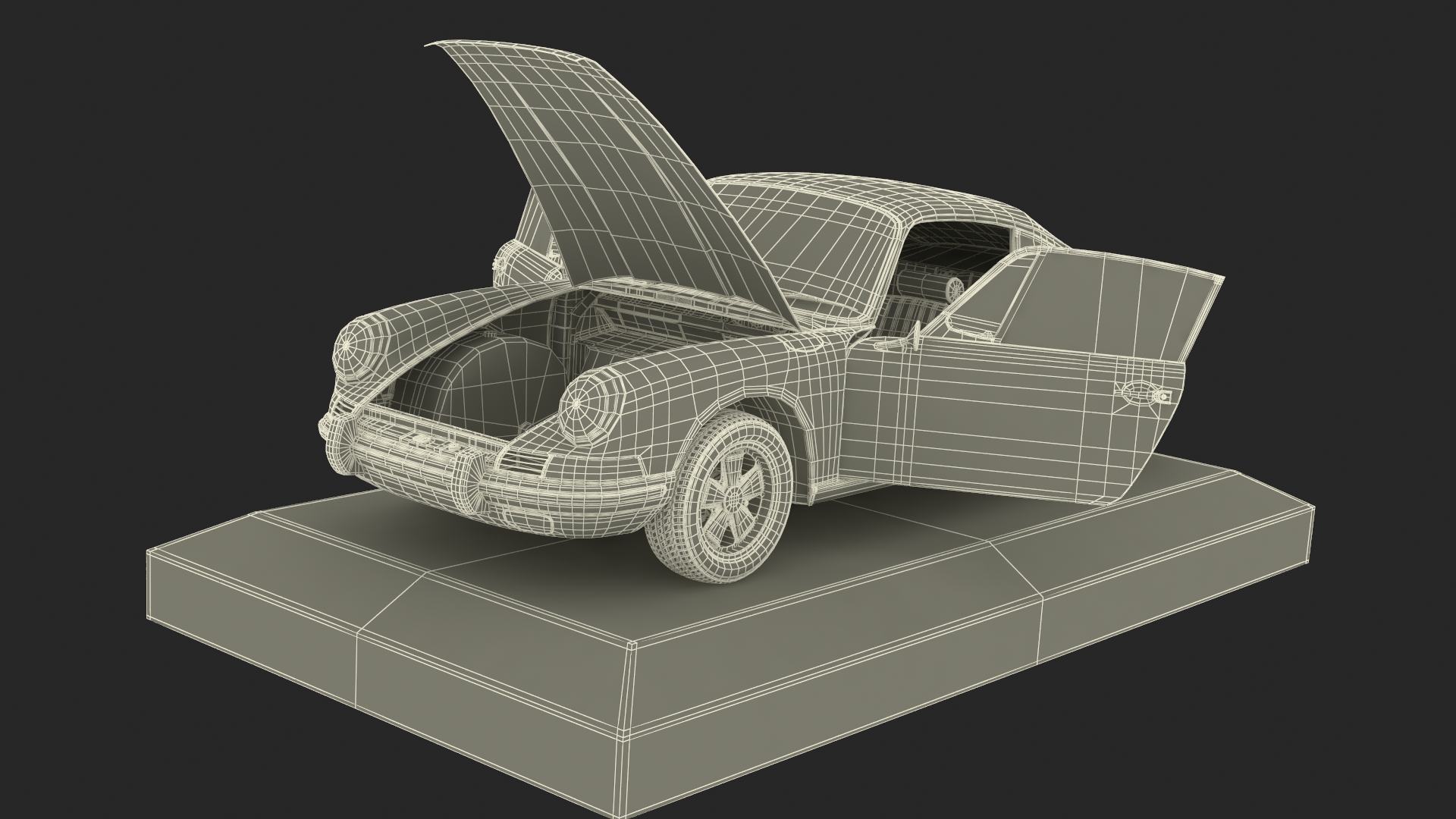 Scale Model Sport Car from 1960s on Pedestal 3D model