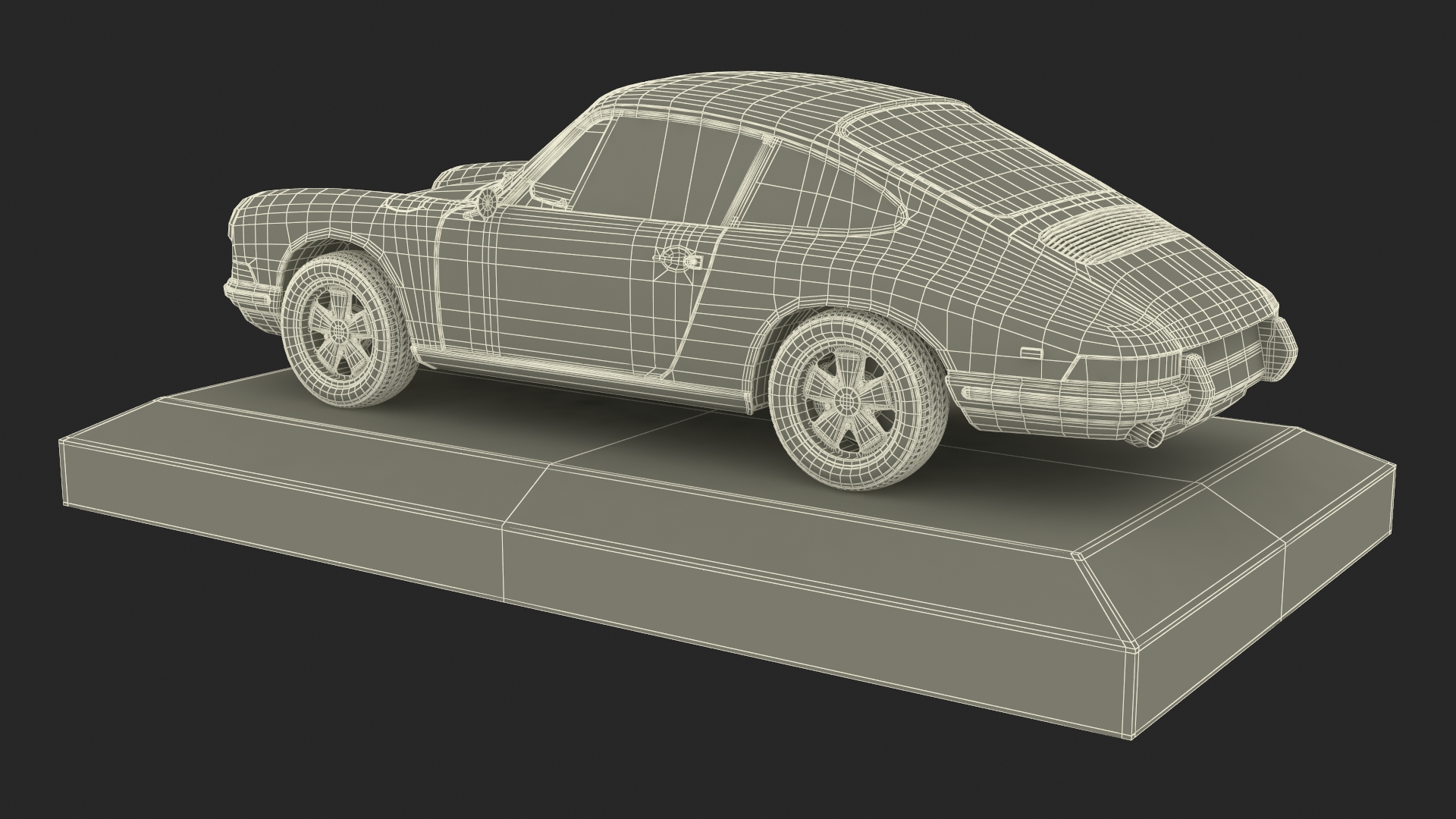 Scale Model Sport Car from 1960s on Pedestal 3D model