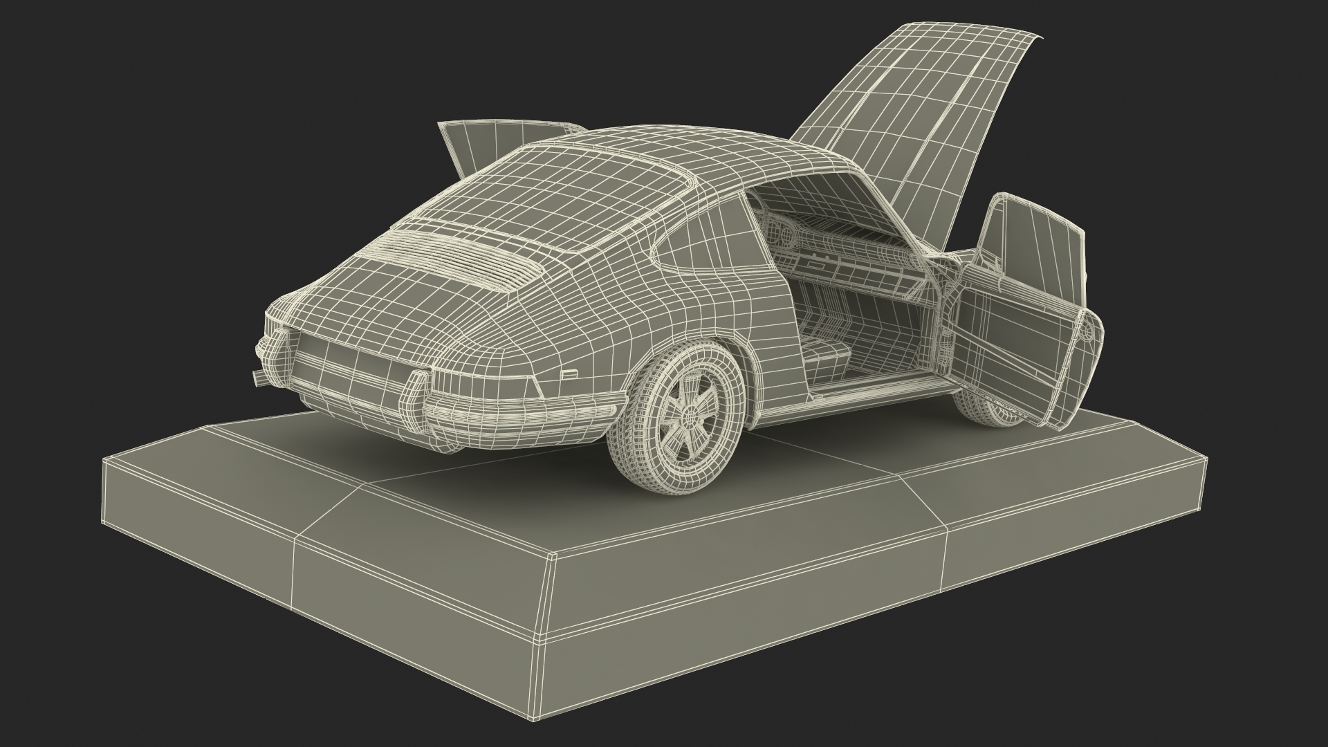 Scale Model Sport Car from 1960s on Pedestal 3D model