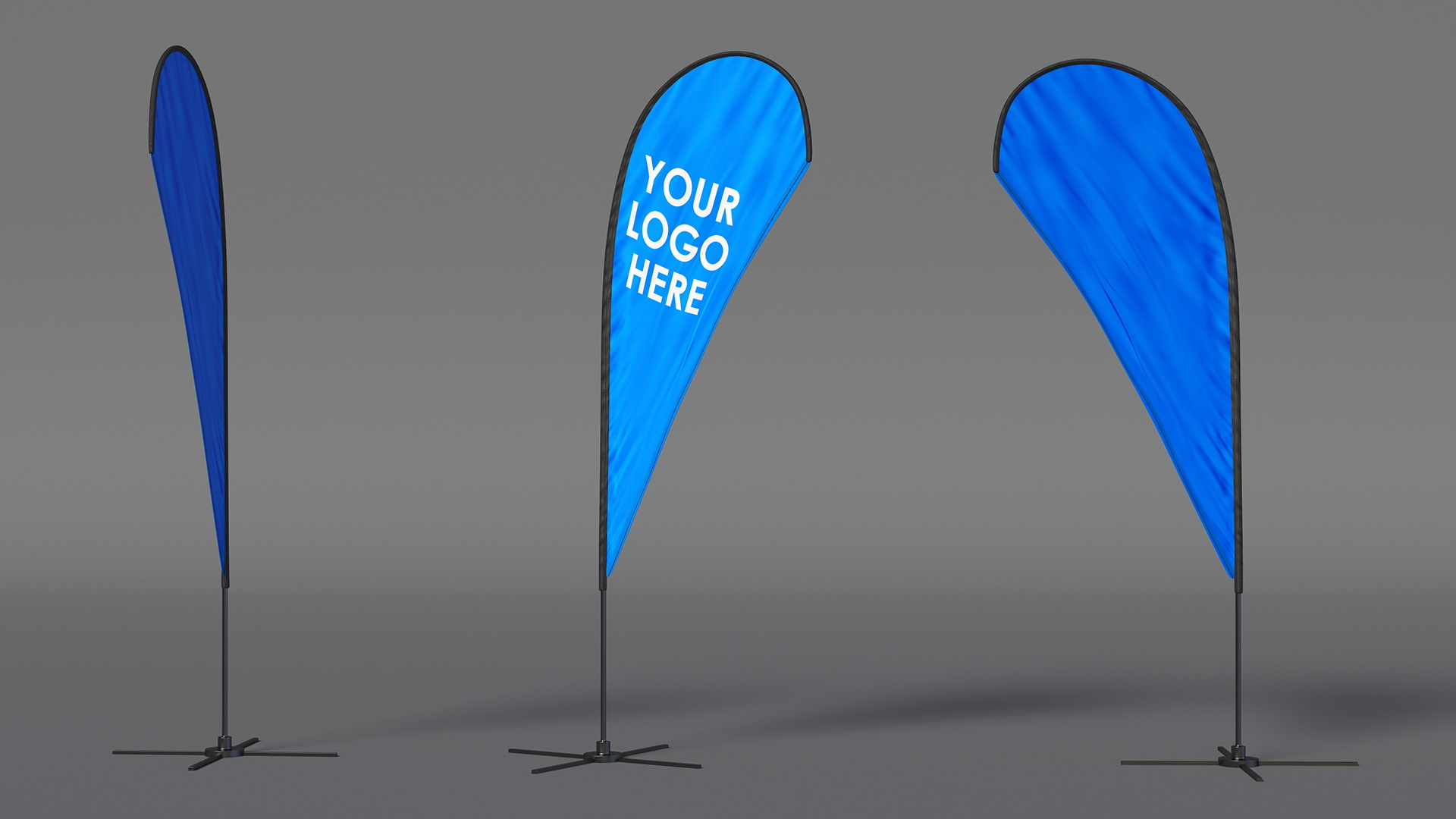 Customizable Promotional Feather Flag Banner 3D model