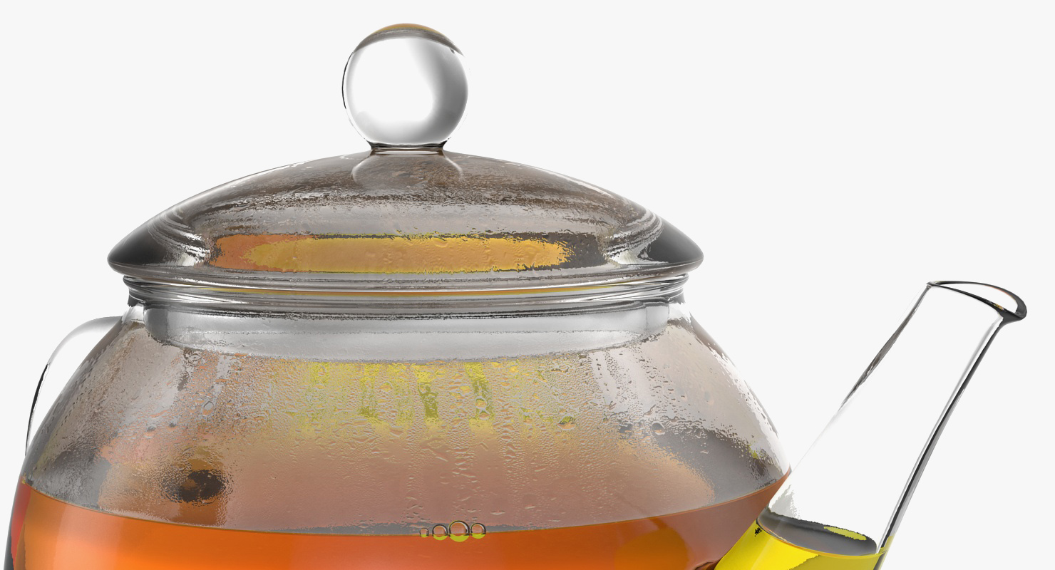3D Glass Teapot with Tea