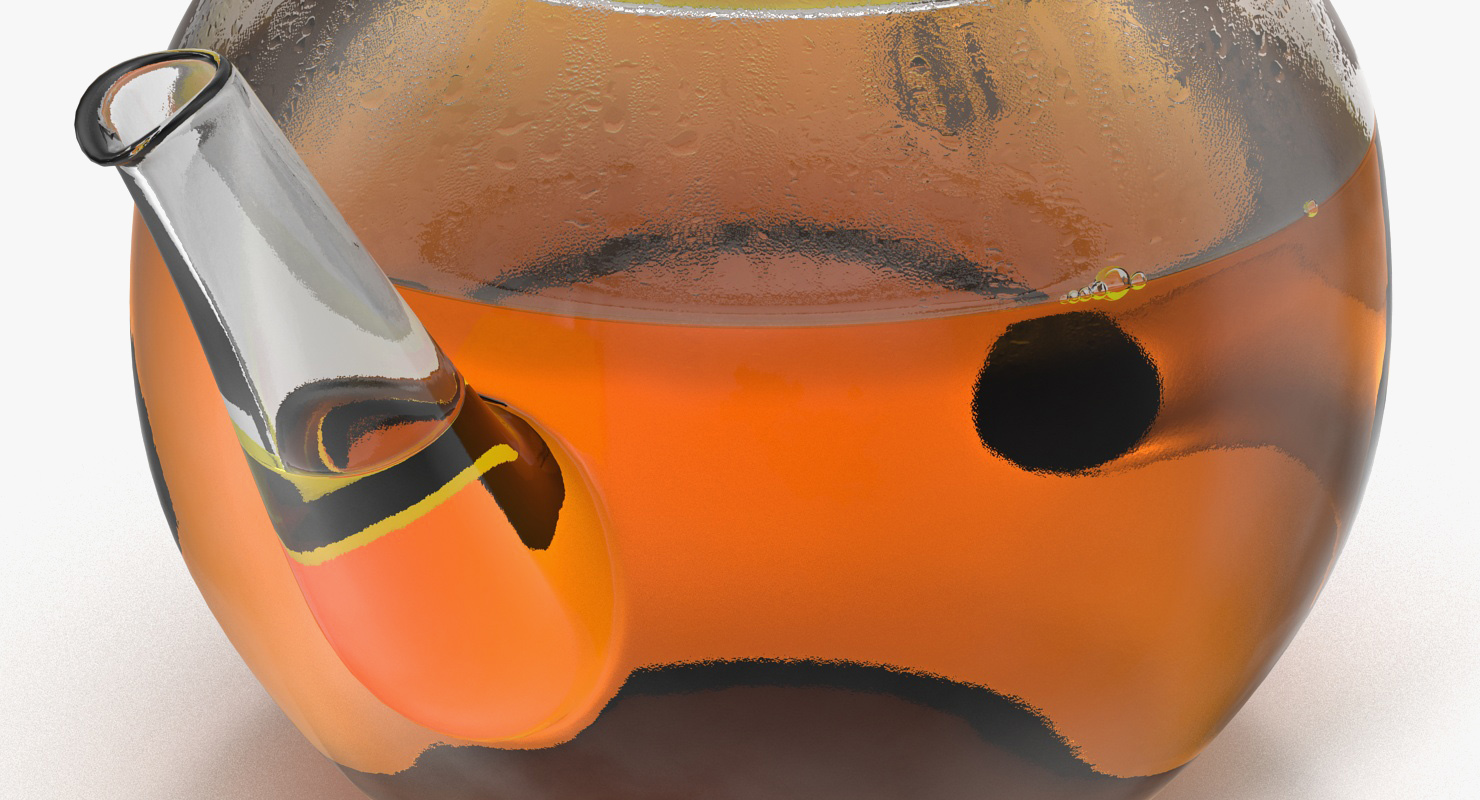 3D Glass Teapot with Tea
