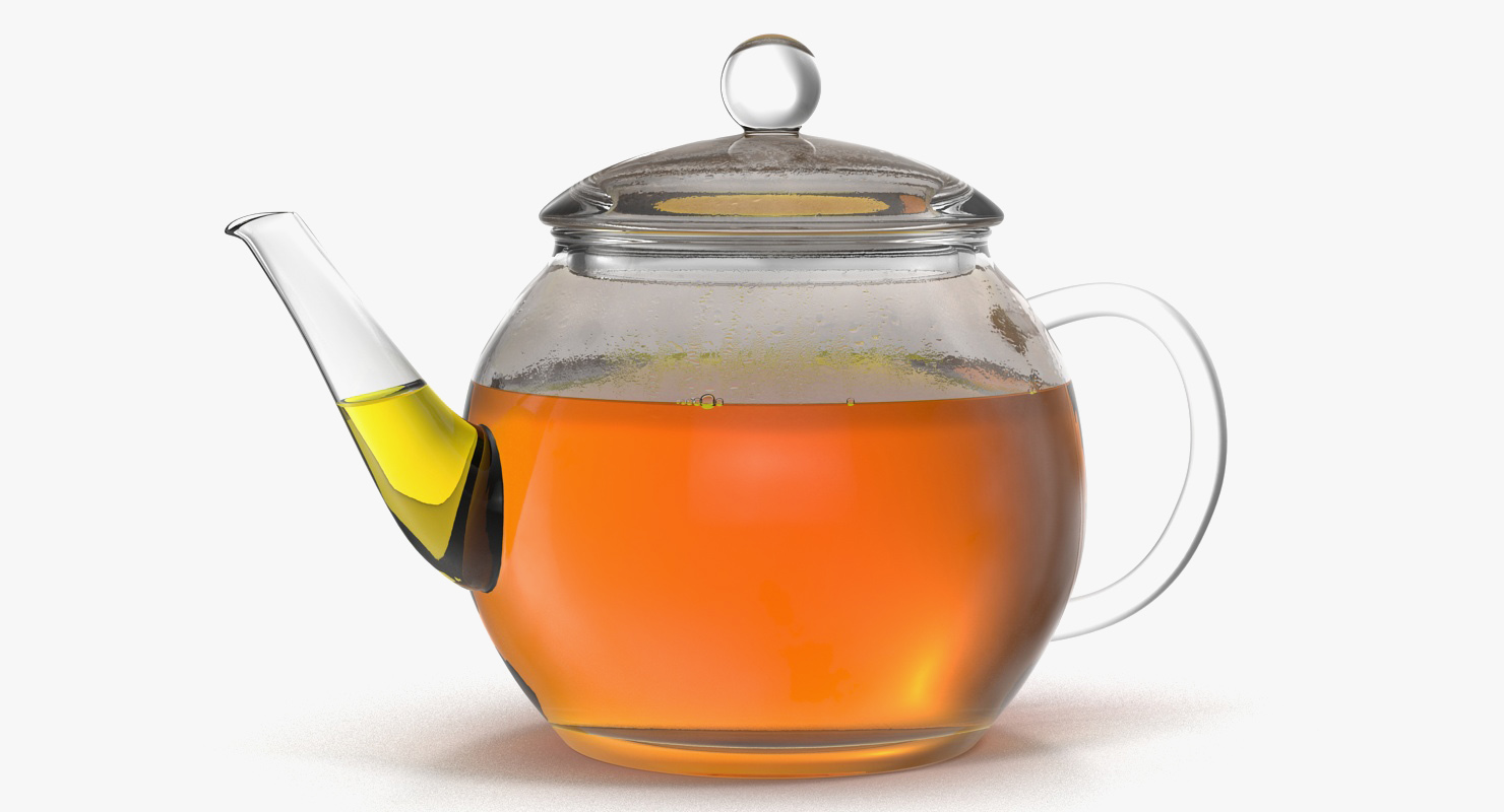 3D Glass Teapot with Tea