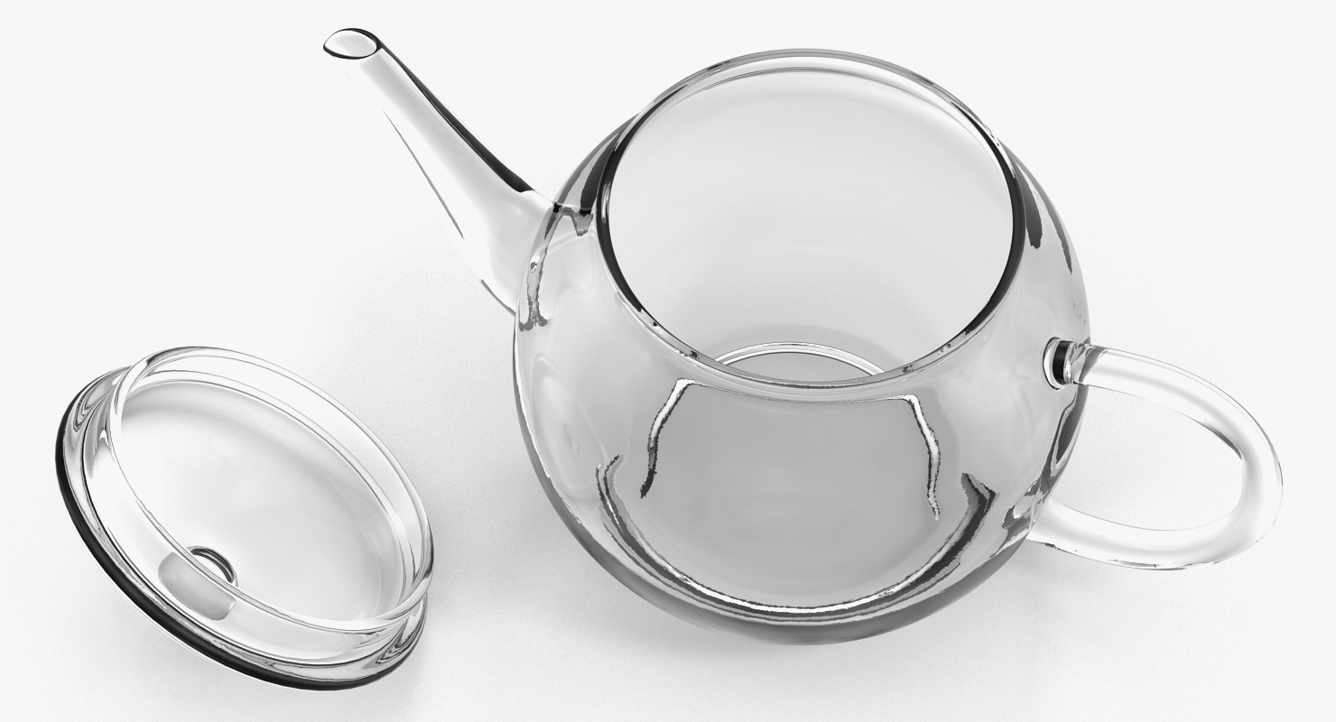 3D Glass Teapot with Tea
