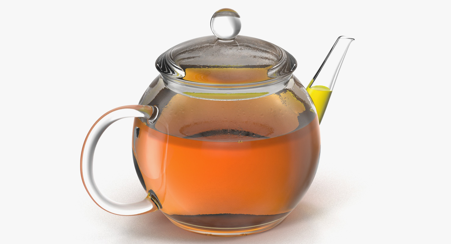 3D Glass Teapot with Tea