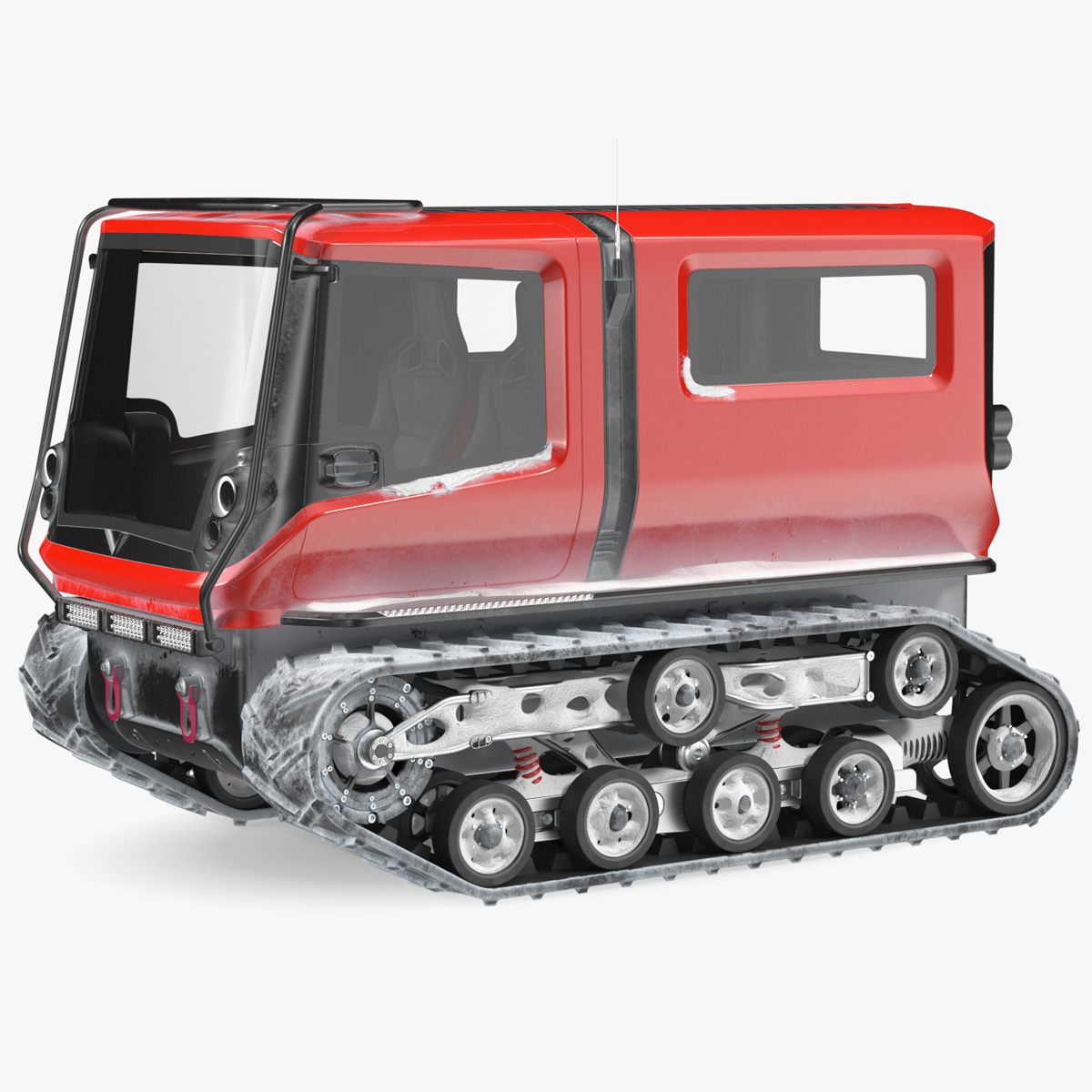 Red Snowy Arctica Vehicle Simple Interior Rigged for Cinema 4D 3D