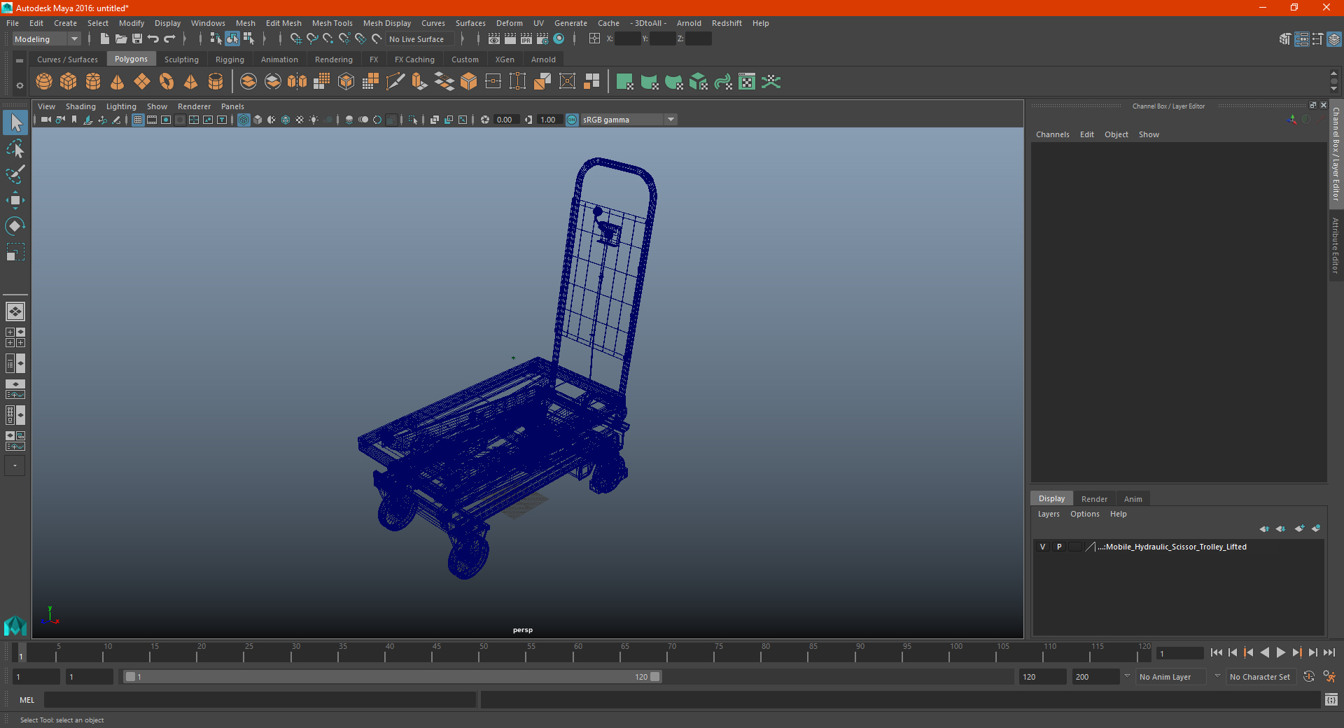 Mobile Hydraulic Scissor Trolley Lifted 3D model